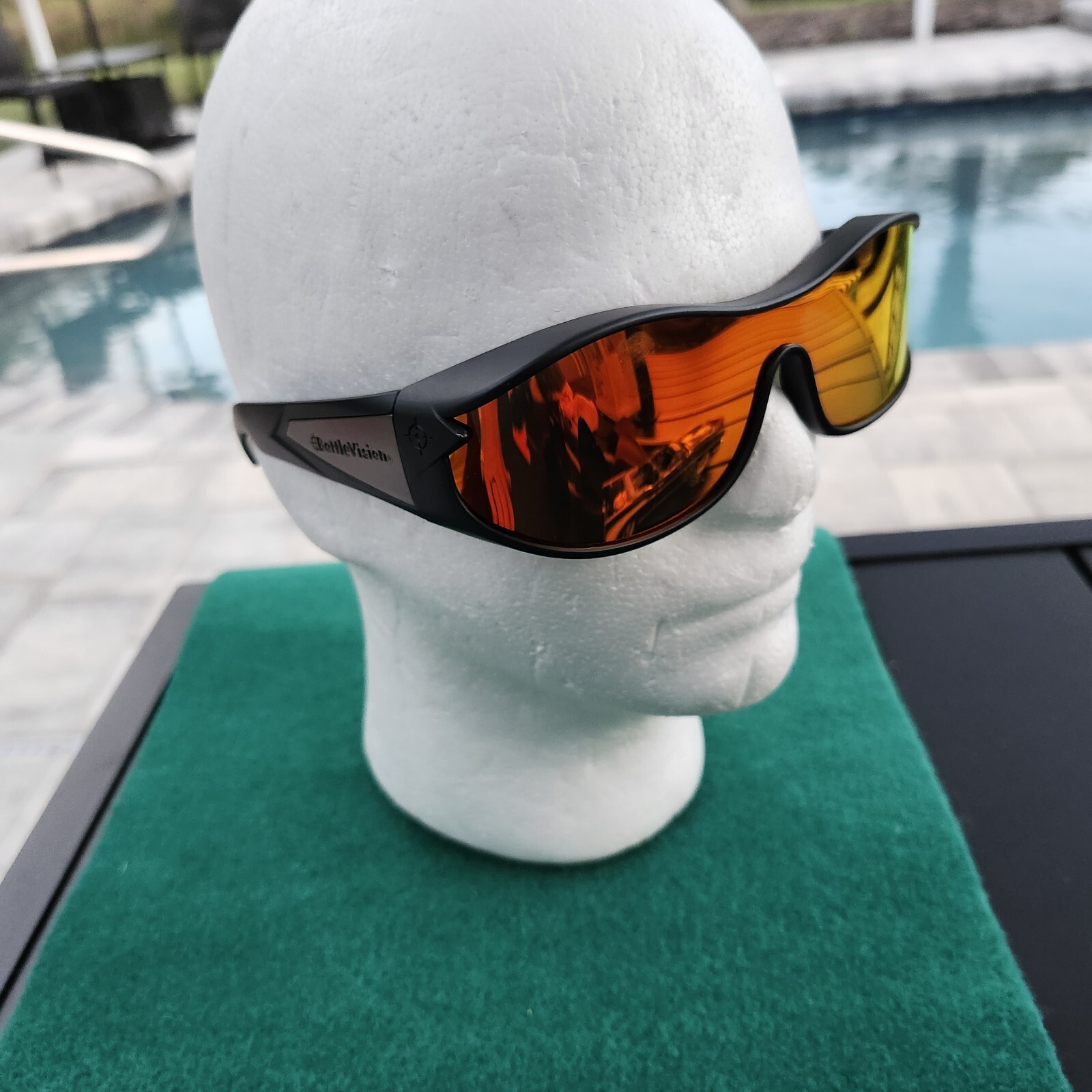 Battle Vision Sunglasses Unisex Shield Red Gold Lens