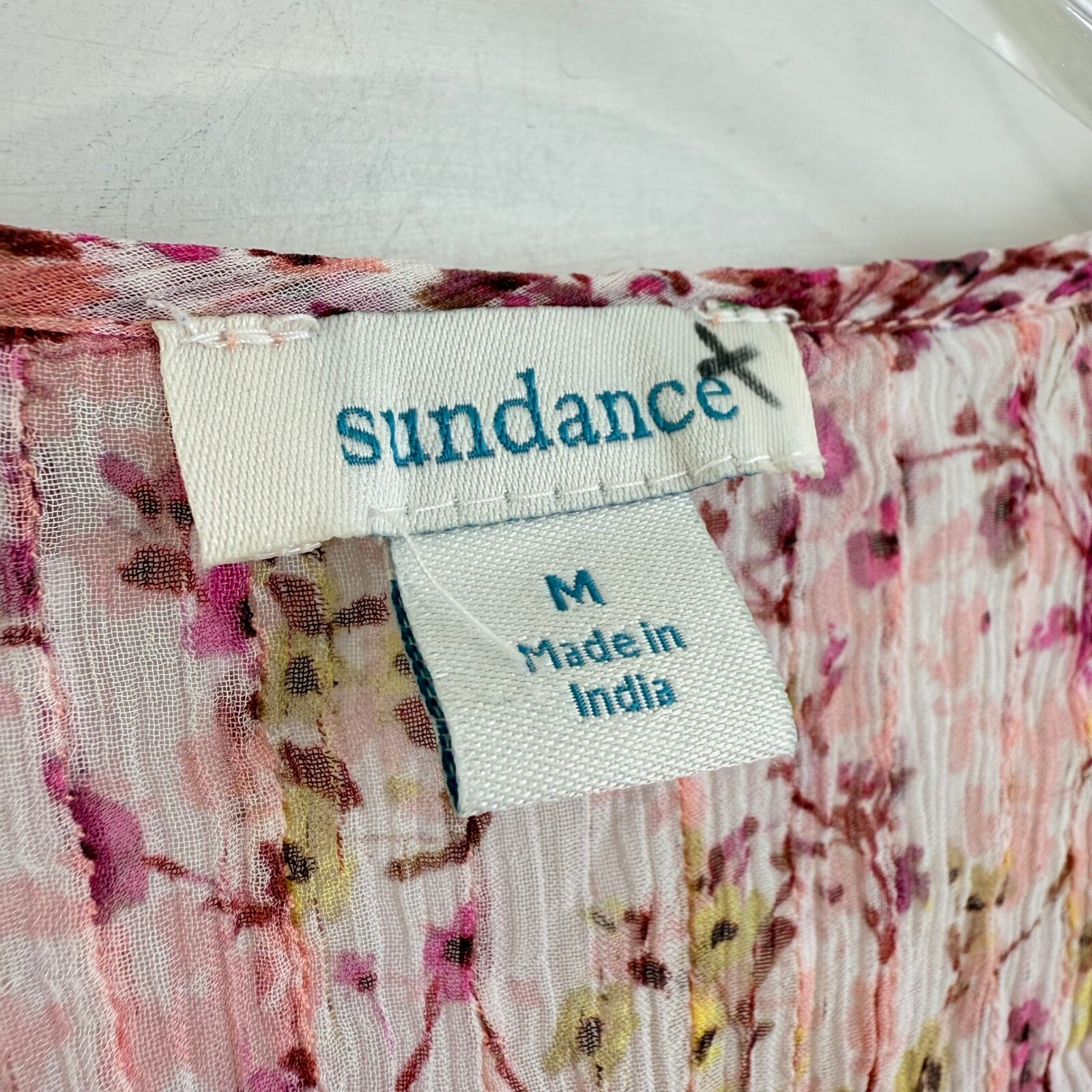 Sundance CURRANT BLOSSOM Floral Blouse V-Neck Flowy Bohemian Top Lightweight M