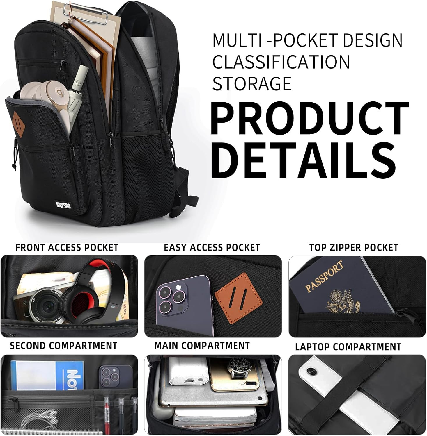 Classic Backpack for Men Women, School Backpack for Boys Girls Teens,15.6 Inch L