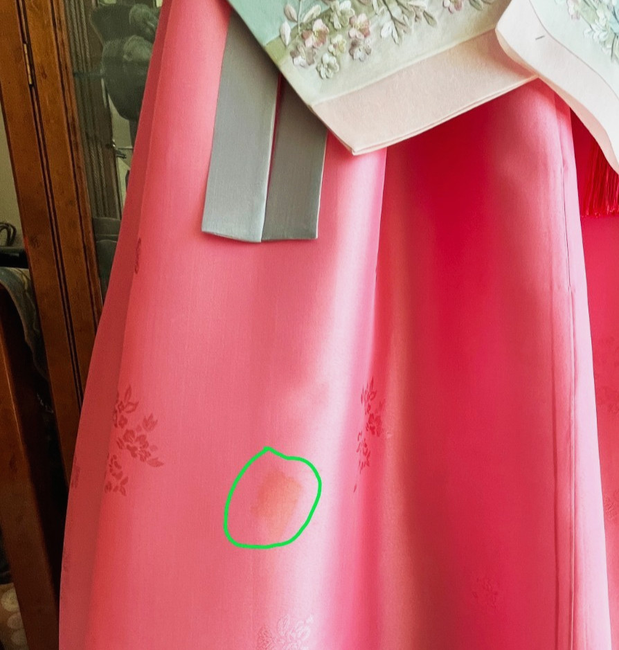 Premium Silk Traditional Korean Hanbok Dress–Light Blue & Pink/Hand bag / Junior
