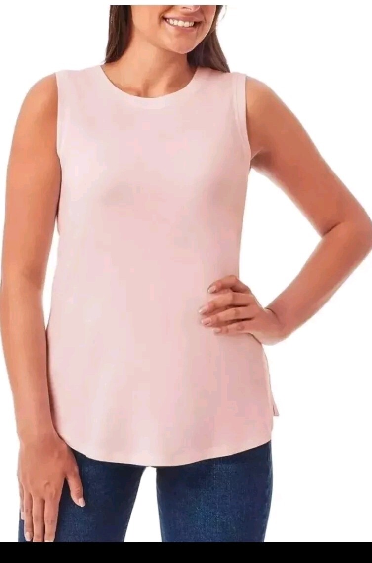 Member’s Mark Women’s Essential Tank Top Relaxed Fit Curved Hemline Large Pink