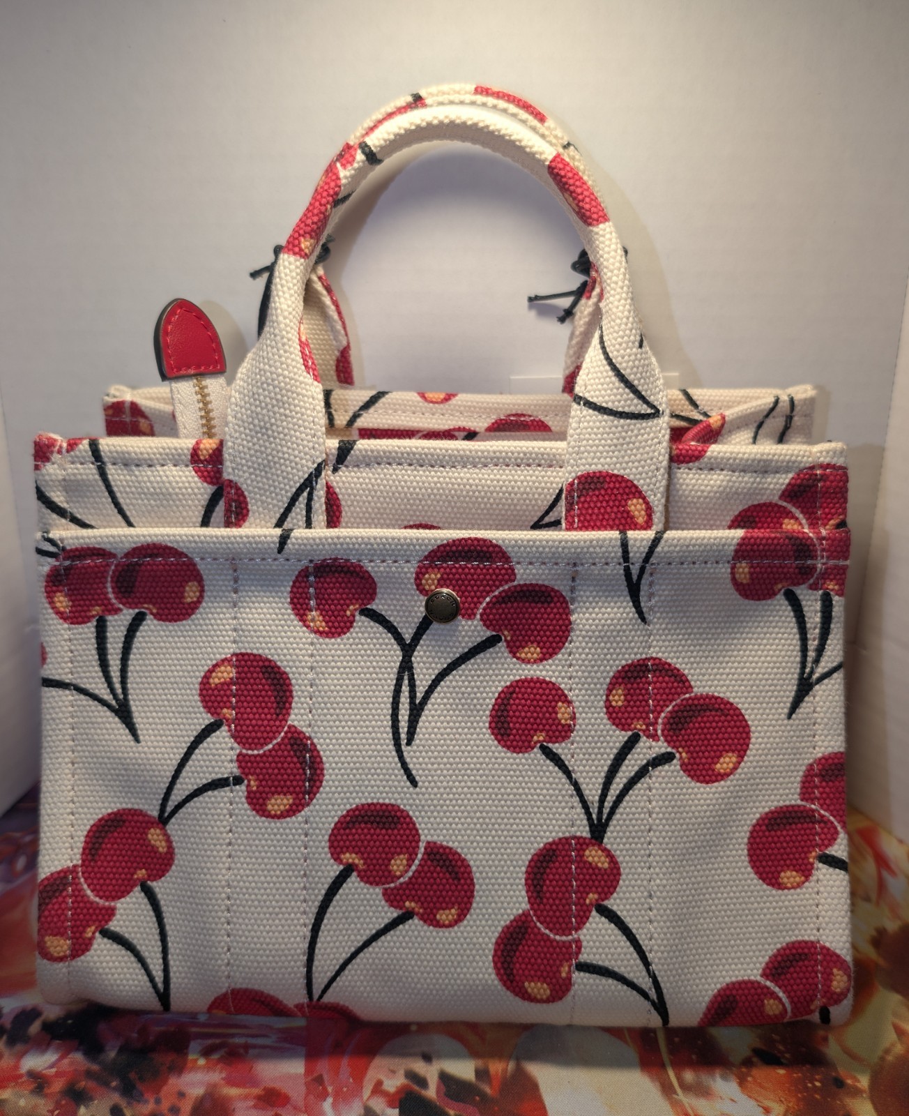 Coach Cherry Print. Top Handle Bag Detachable Strap Zip. “Absolutely Never Used”