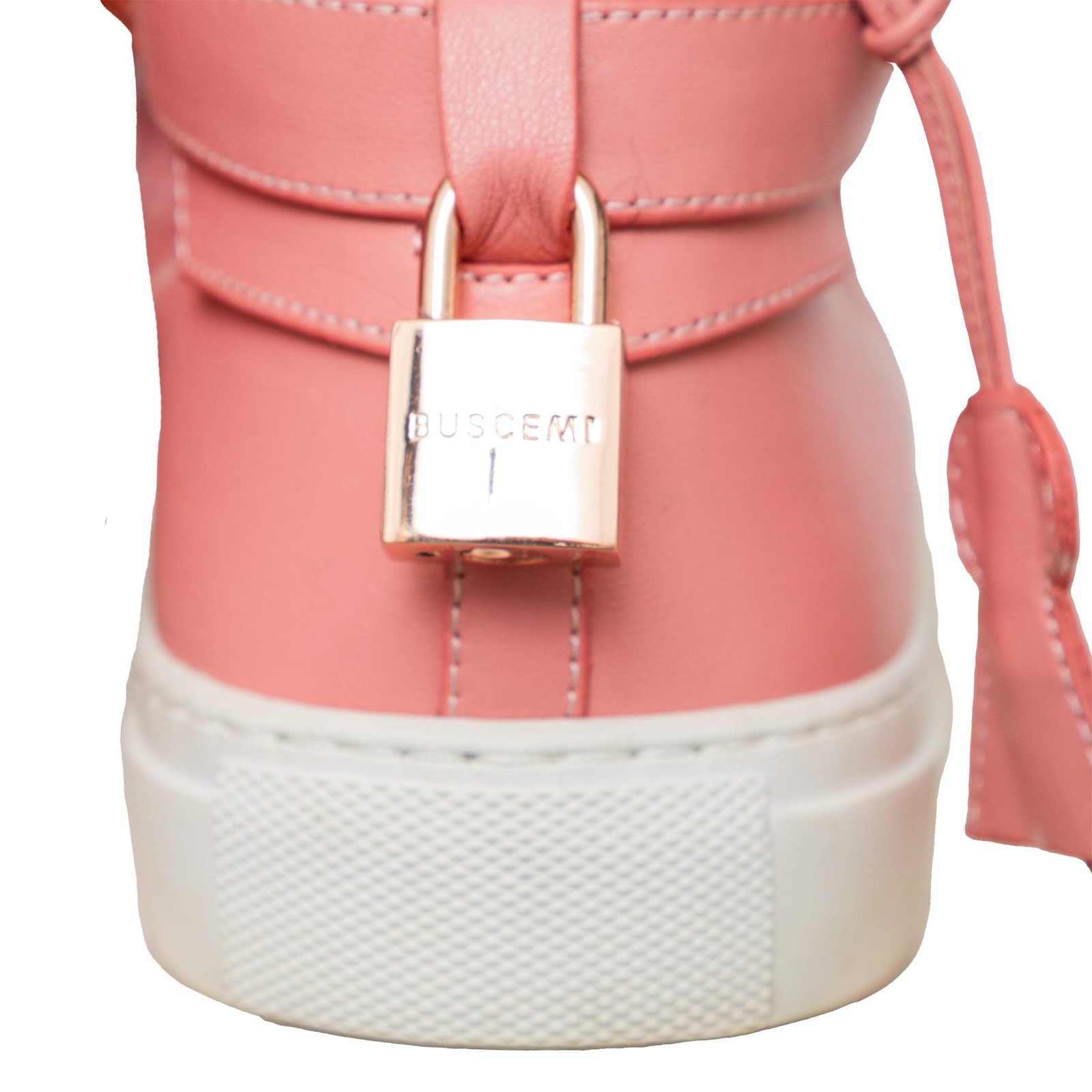 Buscemi 100MM Pink Nappa Leather High Top Sneakers Rose Gold Padlock