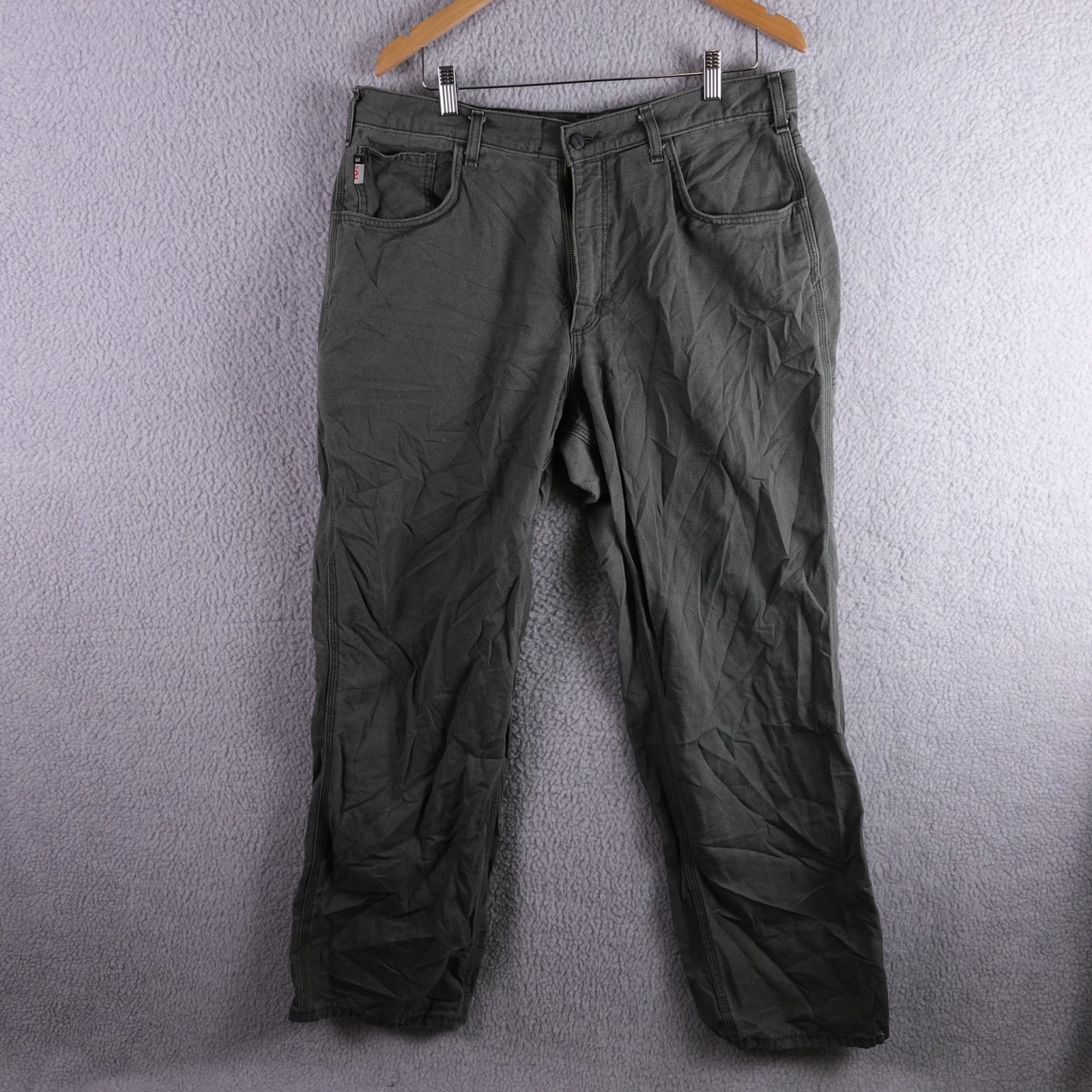 Carhartt FR Flame Resistant Work Pants Mens 36×32 Moss Green Canvas FRB159-MOS