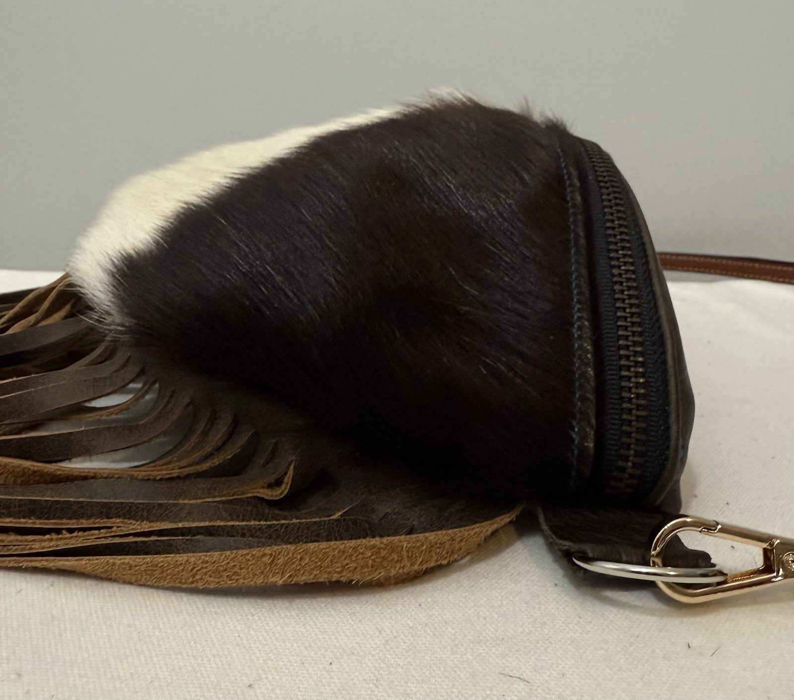 Hair On Hide Crossbody Bag Cowhide Leather Brown White Western Shoulder Purse