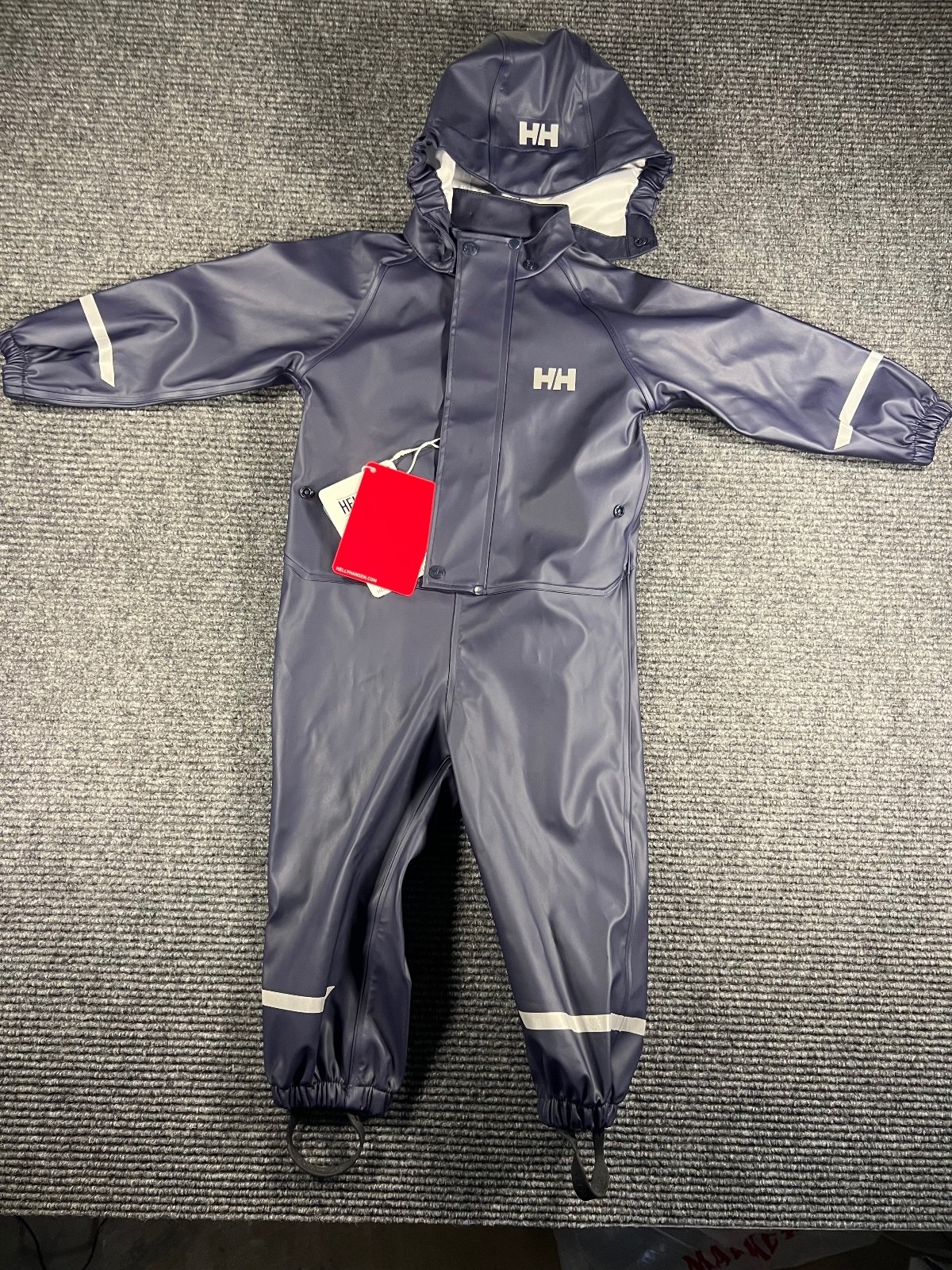 NWT – Helly Hansen Kids Waterproof Rain Suit – Navy Blue, Size 86/1 – 1 year old