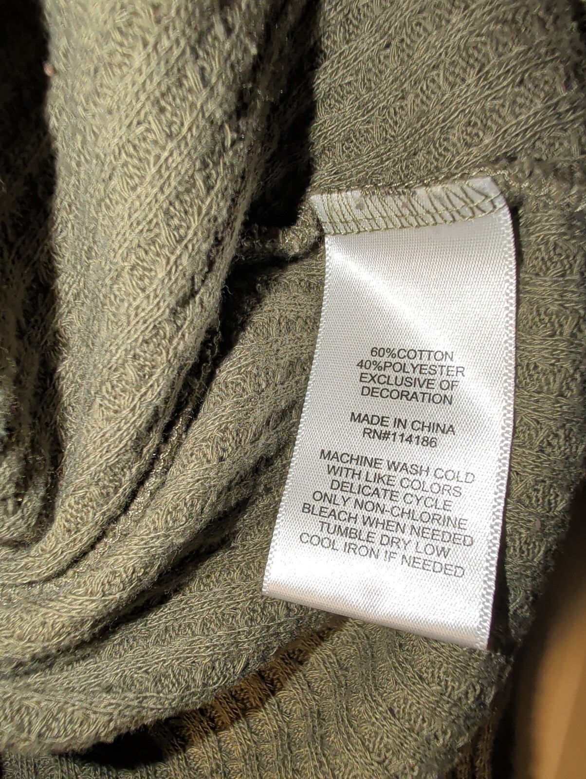 Frye and Co. Womens Medium Sage Green Waffle Knit Long Sleeve Top Henley Fall
