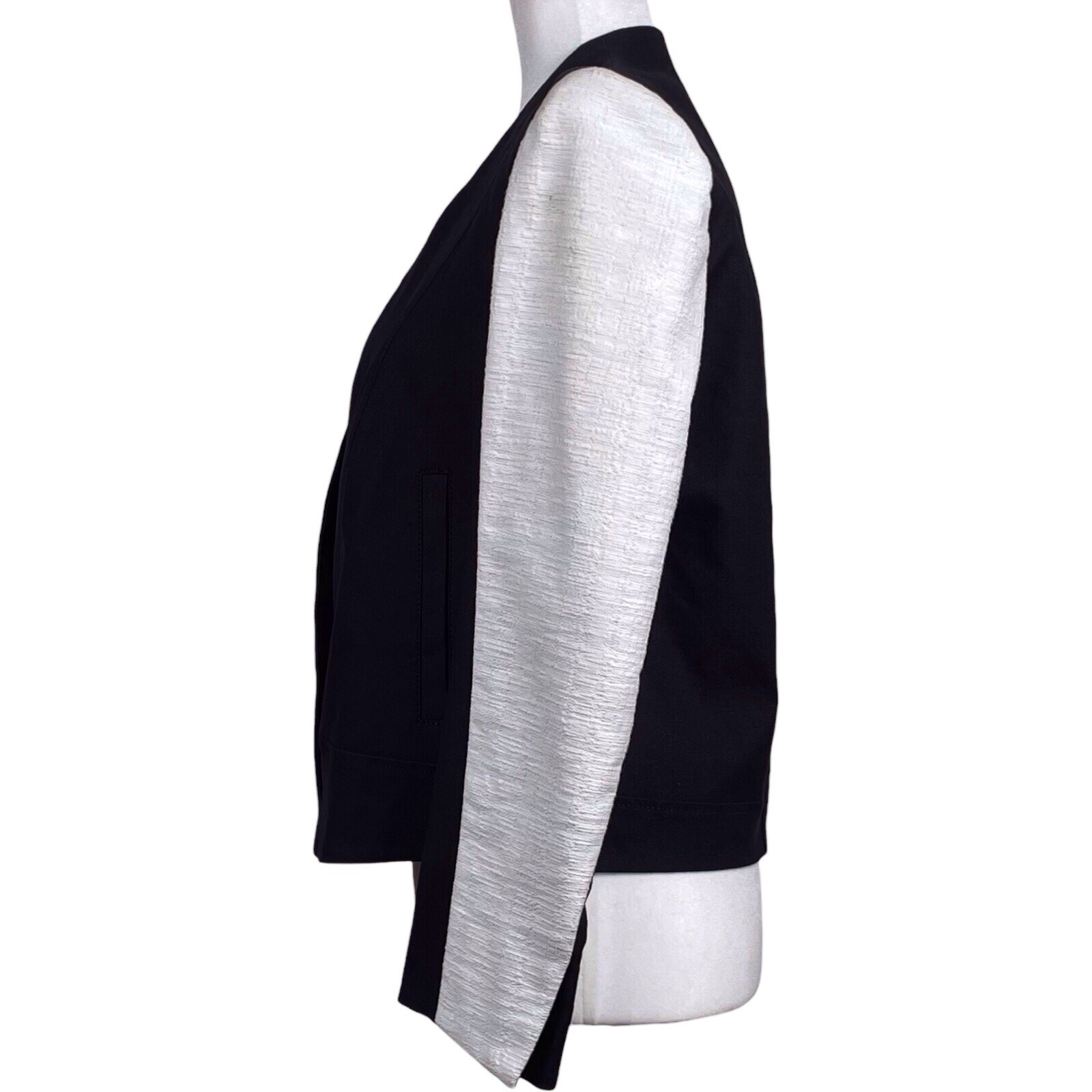 Helmut Lang Cropped Colorblock Blazer Size 6 Black White One-Button Tailored