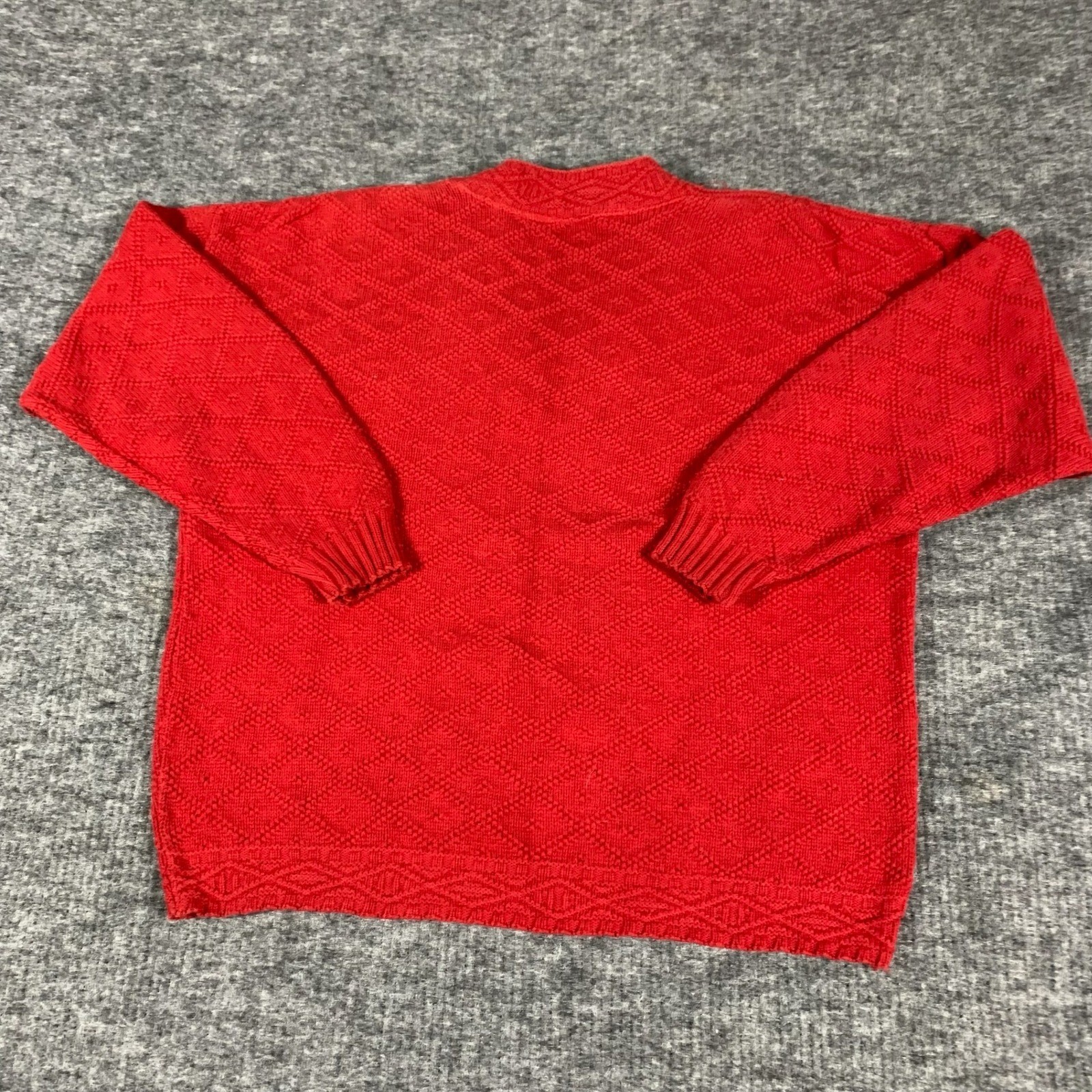 Vintage Best American Clothing Co Sweater Womens Medium Red Cotton V Neck 90s
