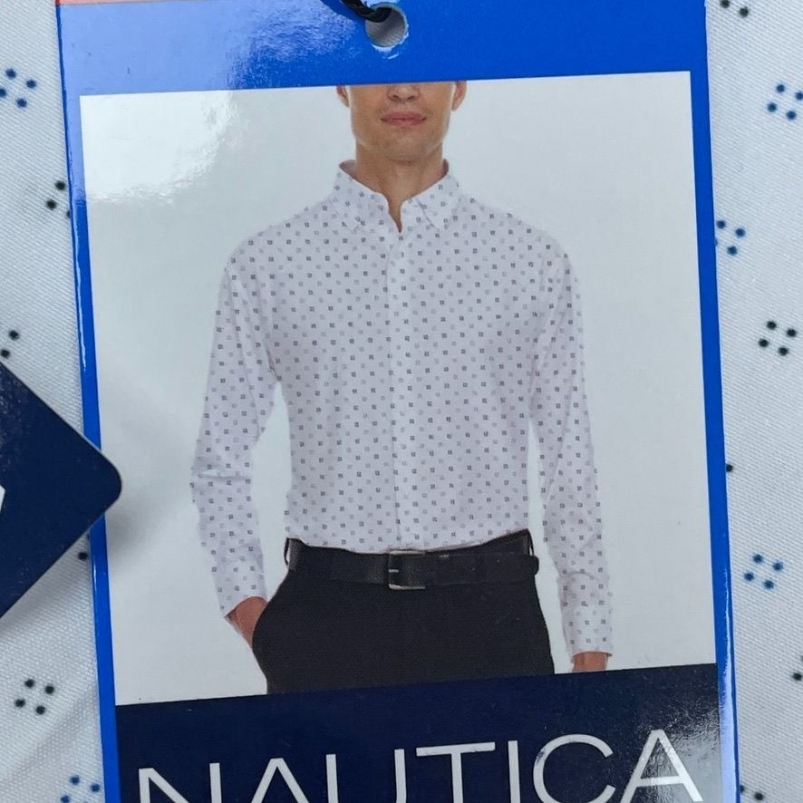 Nautica Slim Fit Mens Performance Stretch Dress Shirt White M a1244