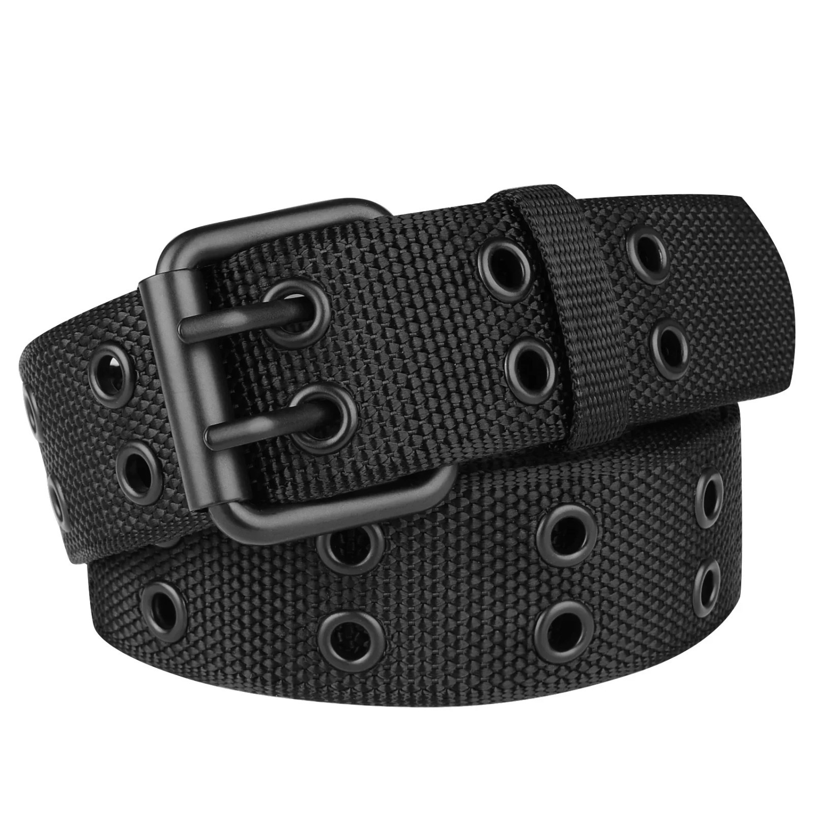 Luxury Nylon Belts Men’s Double Grommet Belt Buckle Outdoor Sport Belt for Jeans