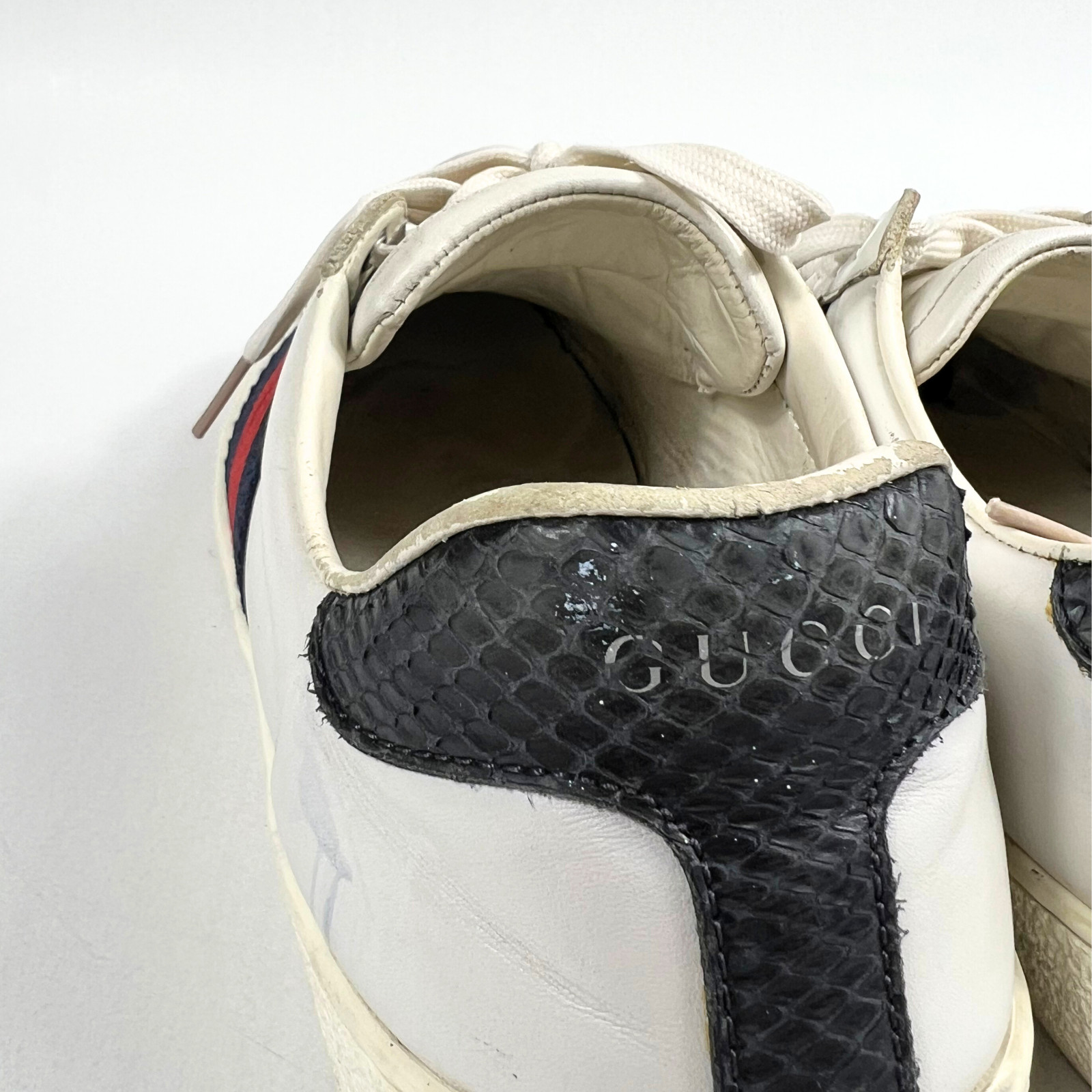Gucci Ace Web Stripe Sneakers Men’s Size 6 White Leather Low Top Trainers Shoes