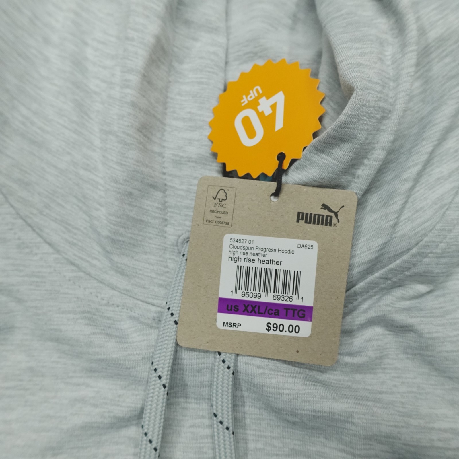 Puma Cloudspun Progress Hoodie Men’s Performance Sweatshirt Grey Heather NWT