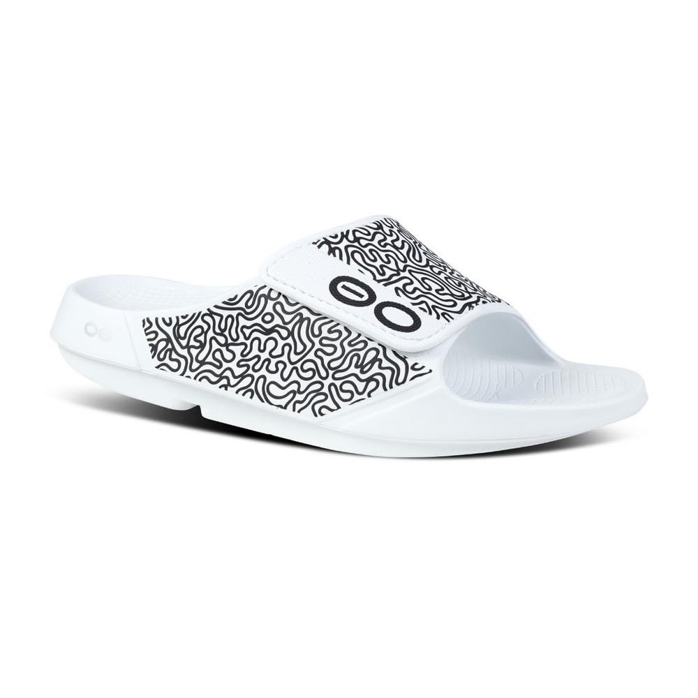 Sz 11 Unisex OOahh Sport Flex Limited Slide Sandal (White Labyrinth)