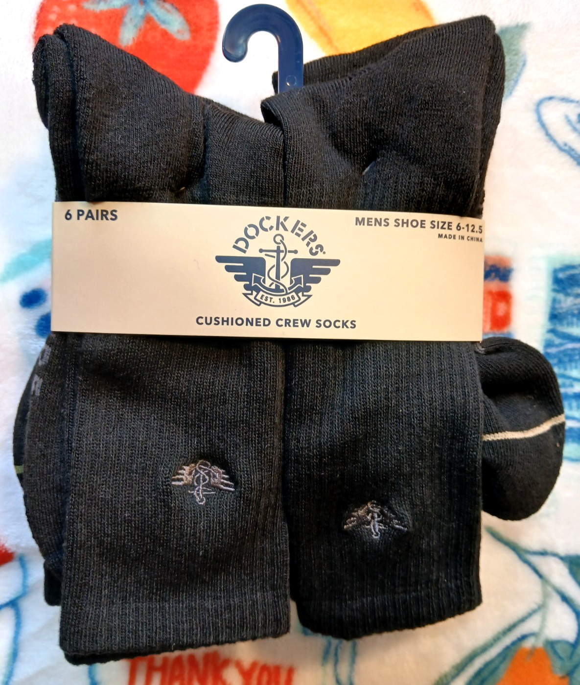 DOCKERS Men’s 6 Pairs CUSHIONED BREATHABLE CREW SOCKS All Seasons -Black 6-12