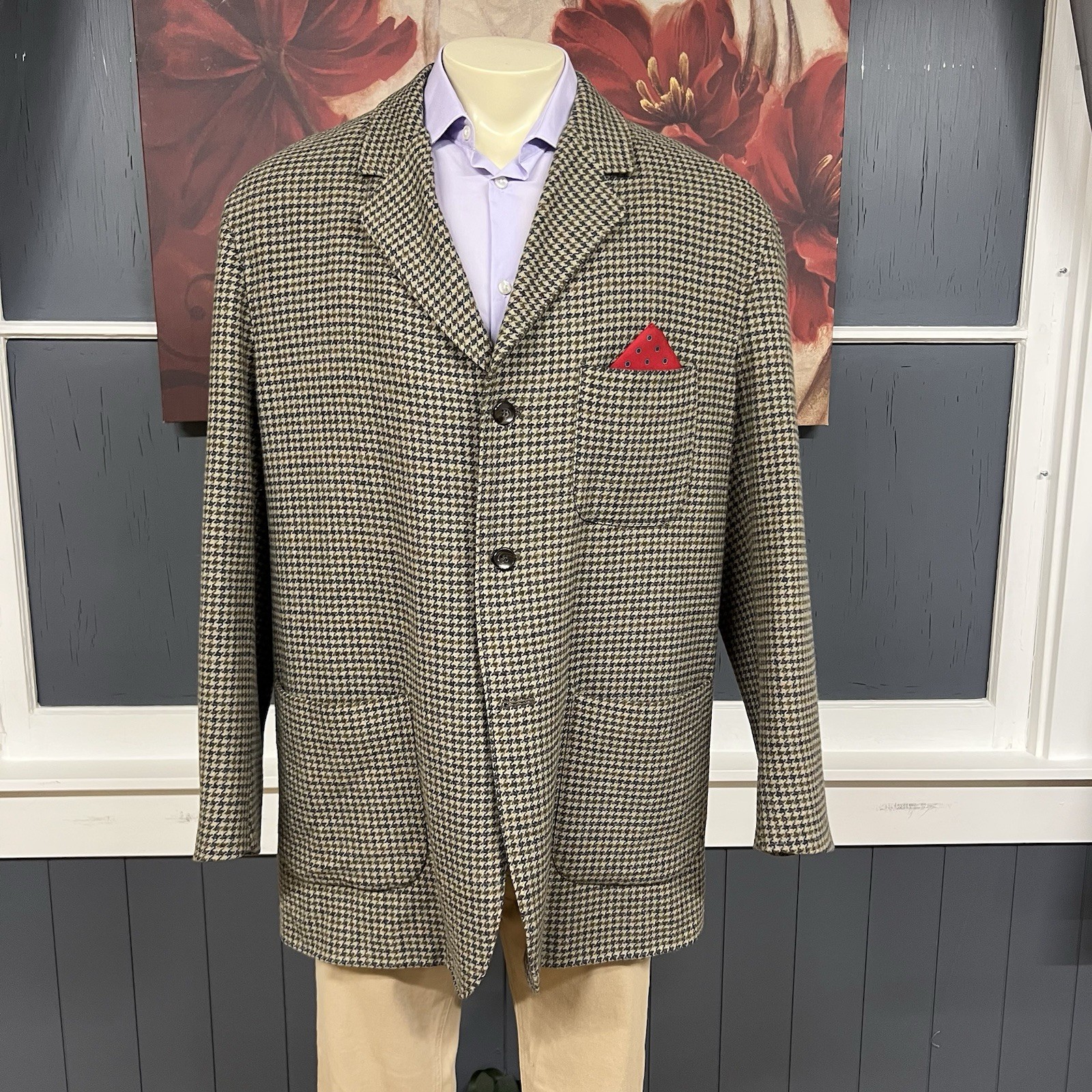 Vintage Pendleton Blazer Jacket Sport Coat Mens XXL (48) Long Olive/Beige/Navy