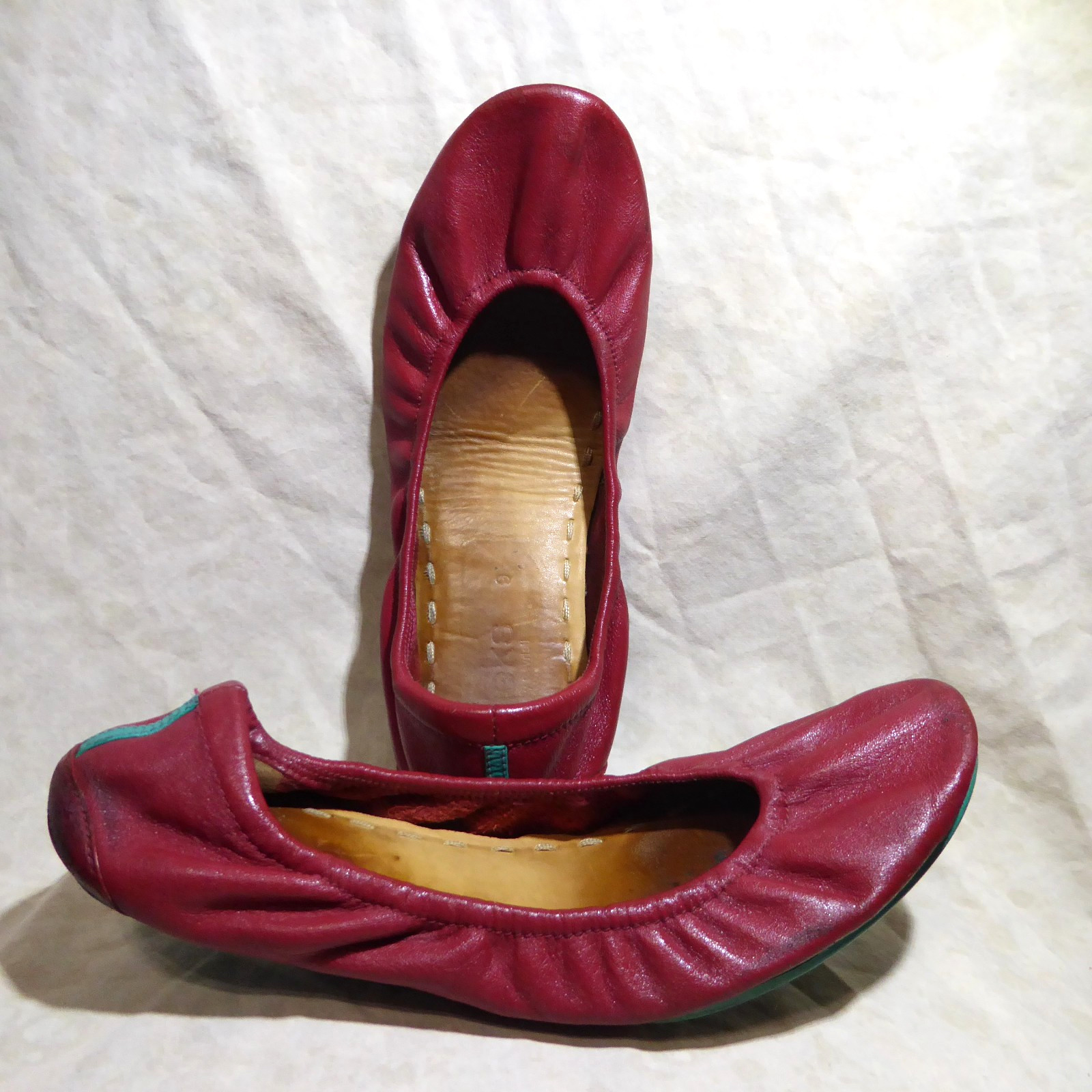 🩰 Tieks by Gavrieli Foldable Ballet Flats sz 9 Cardinal Red 100% Nappa Leather