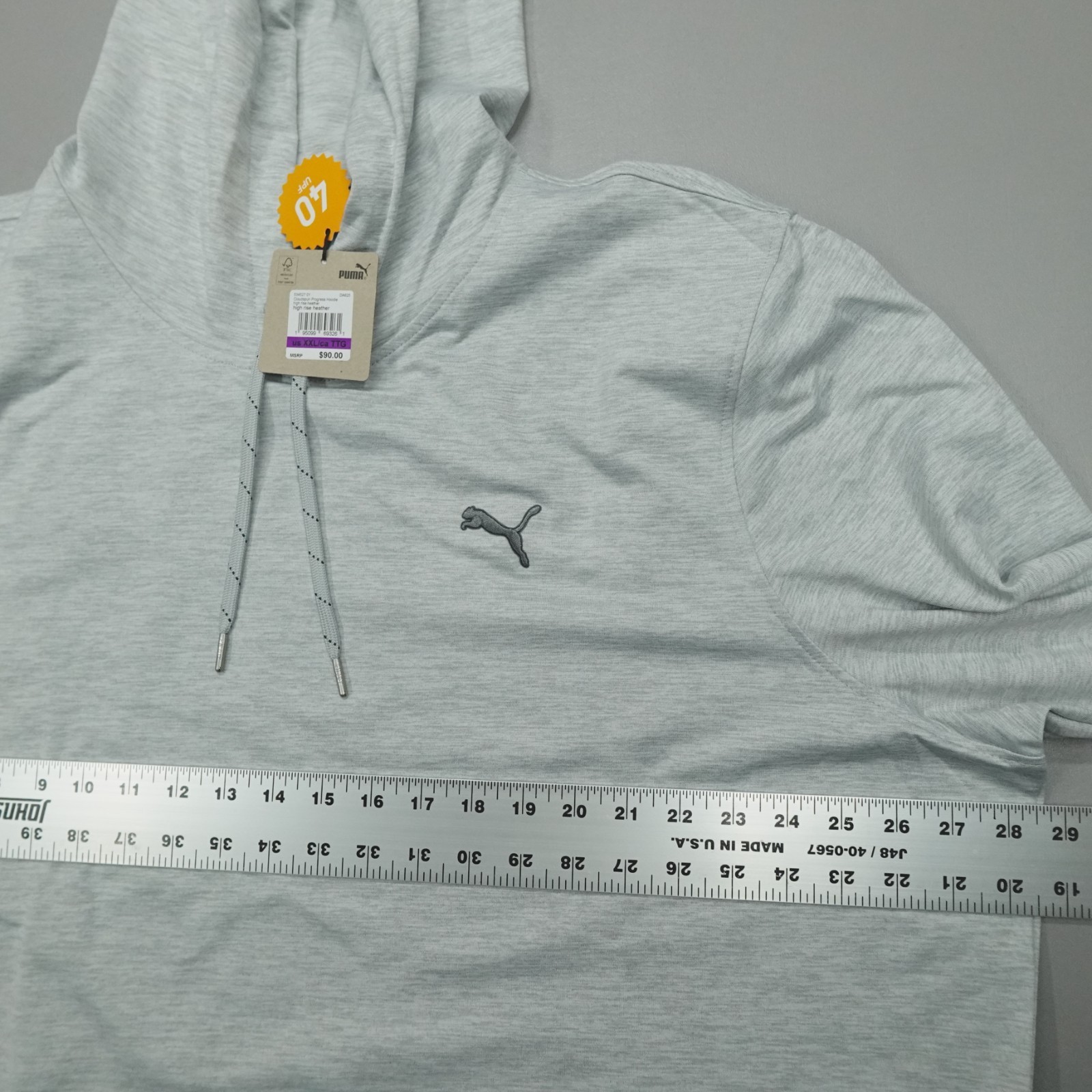 Puma Cloudspun Progress Hoodie Men’s Performance Sweatshirt Grey Heather NWT