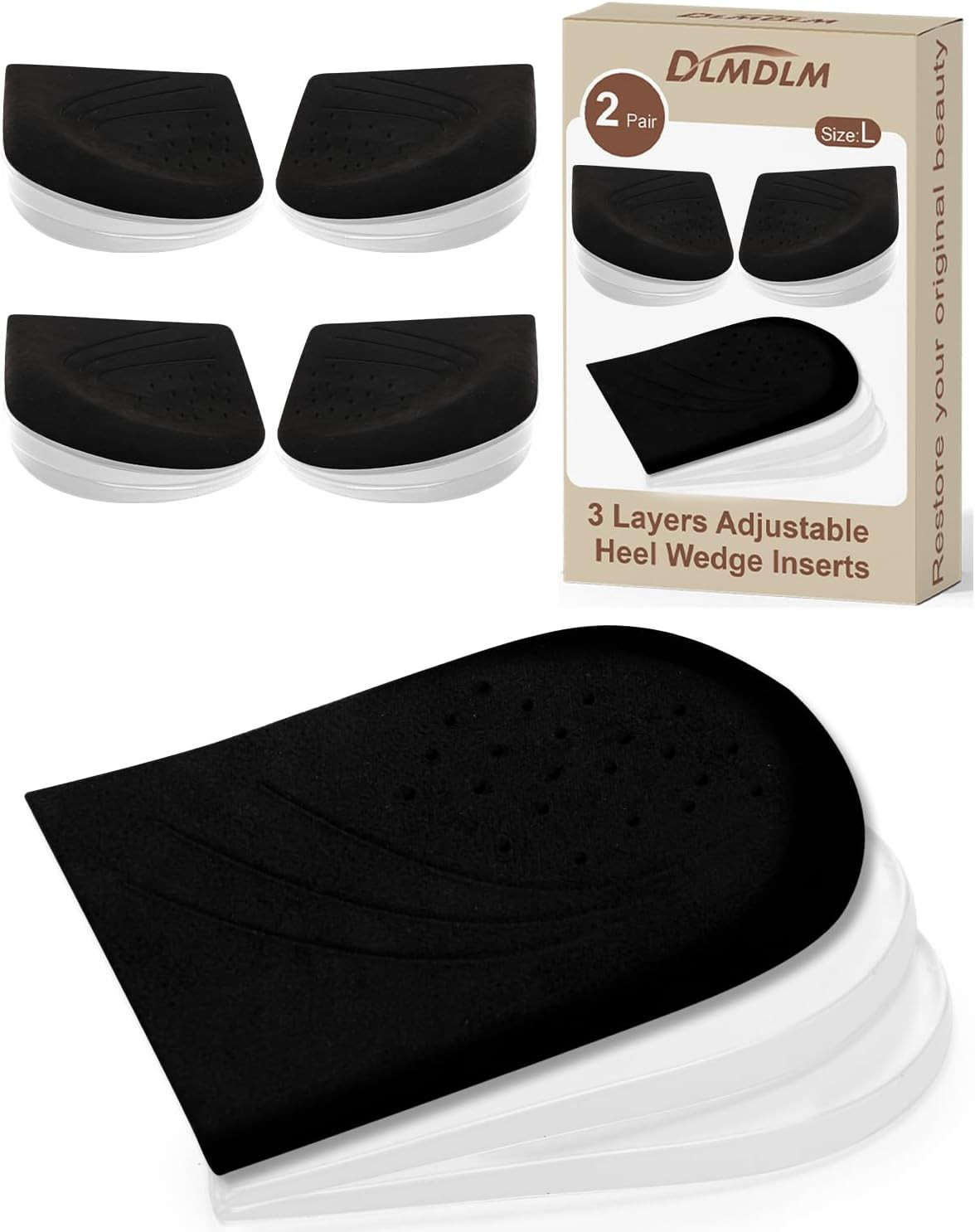 2 Pairs 3 Layer Corrective Insoles for Supination Overpronation Correction, Adhe