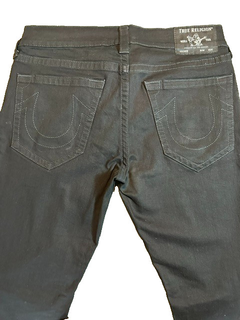 True Religion Geno Relaxed Slim Black Jeans Men’s Size 34 Charcoal Wash Denim