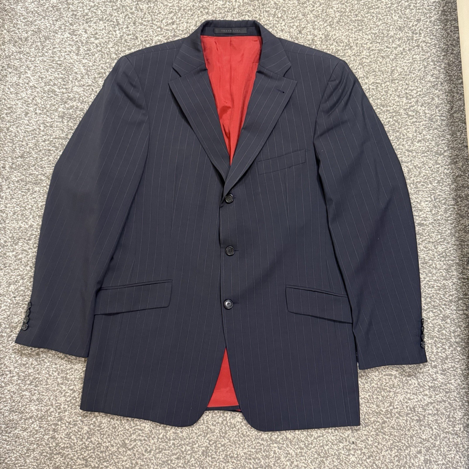 Strellson Men’s Wool Jacket Blazer Uk 40 Eu 50 Black Pinstriped Made in Portugal