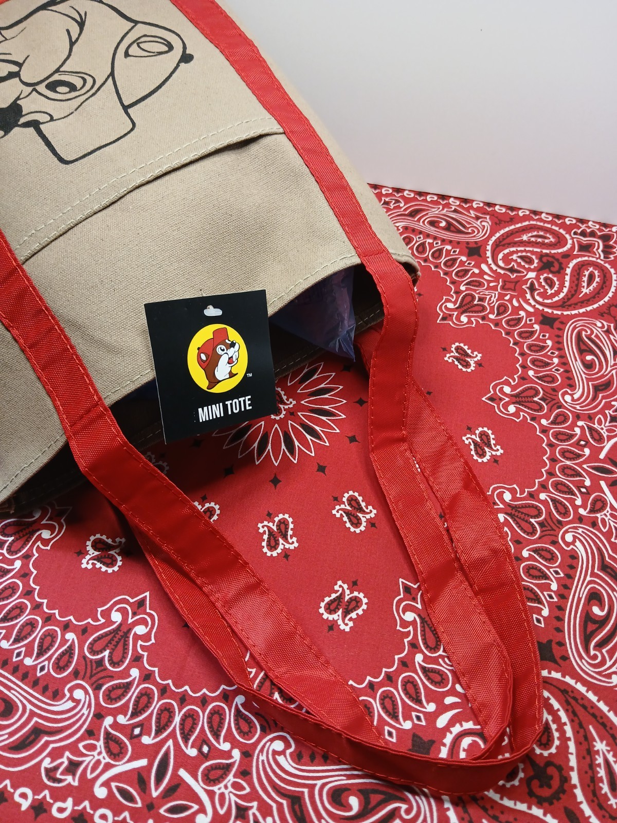 Buc-ee’s Mini Tote Bag ~ New 13×12 Market Bag Small Reusable ~ Canvas & Red Tote