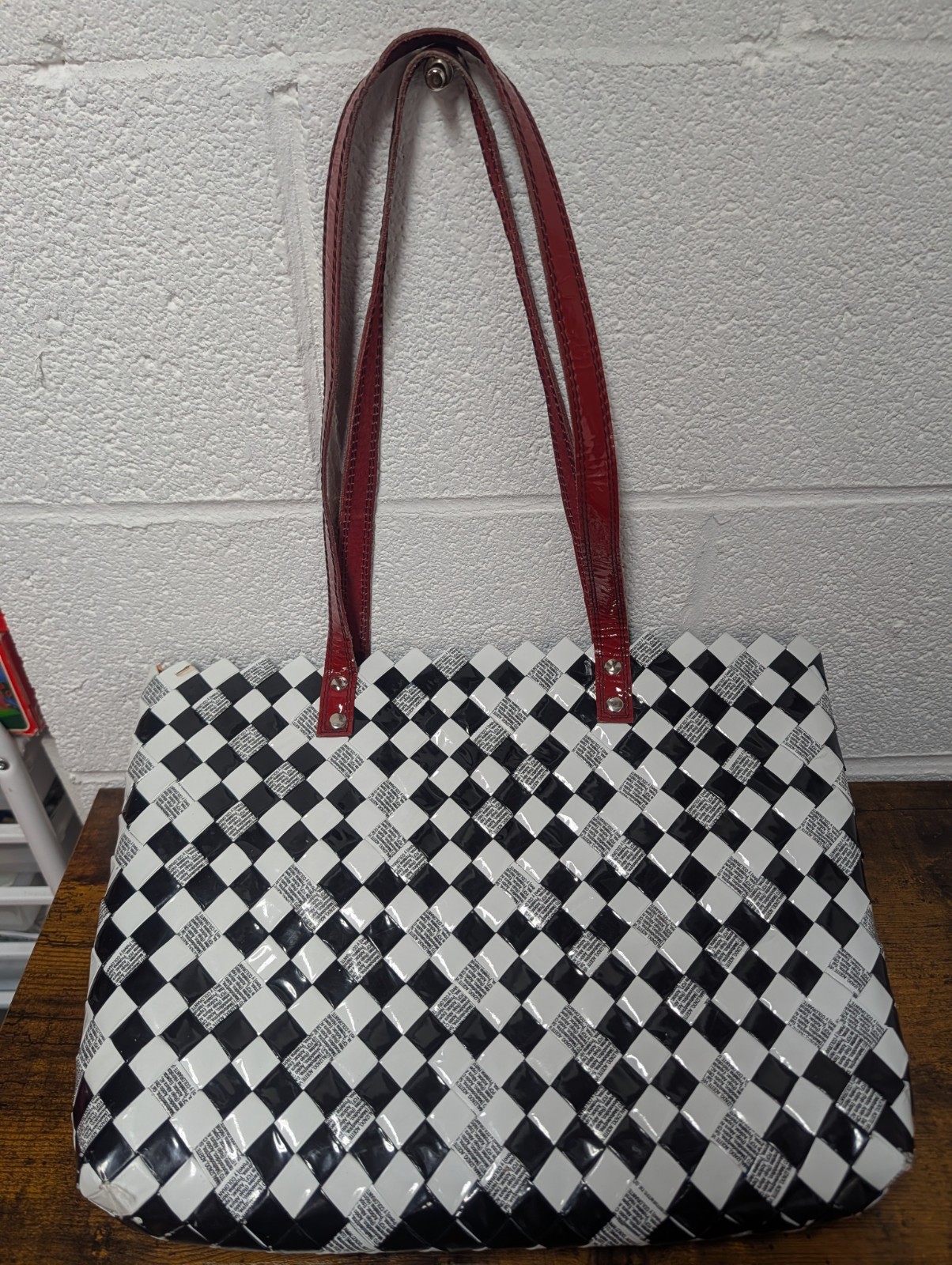 Nahui Ollin Candy Wrapper Purse Over The Shoulder Bag White & Black Eco-Chic