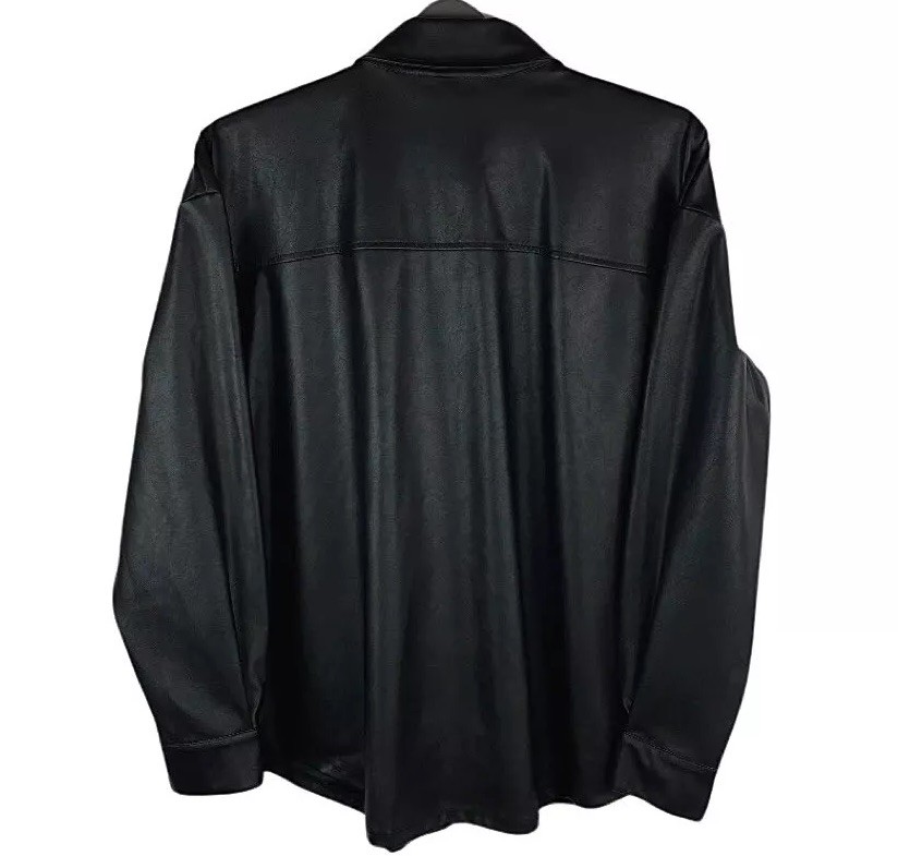 Asos Faux Leather Overshirt Shacket Size UK 10 Oversized Women’s Black