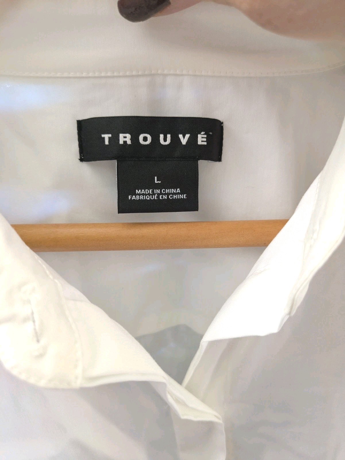 TROUVÉ Women’s Corset Stretch Poplin Shirt, White, Size Large