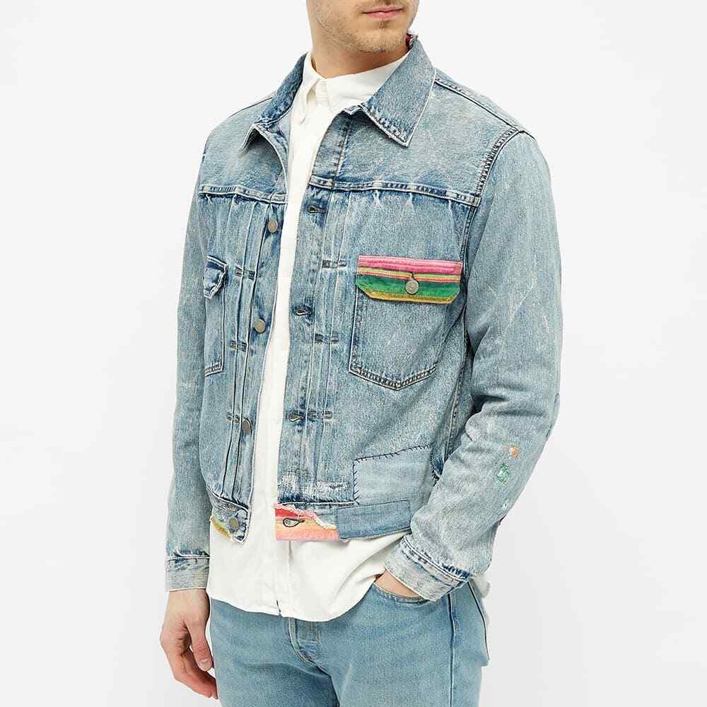 Polo Ralph Lauren Renton Distressed Repaired Patchwork Denim Jean Jacket New
