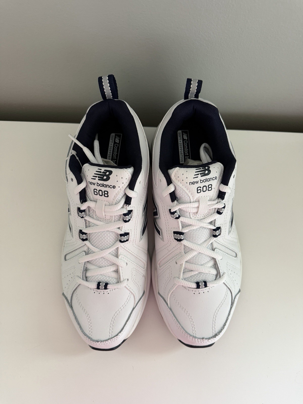 New Balance 608 Men’s Athletic Sneakers White/Navy Leather MX608WN5, New