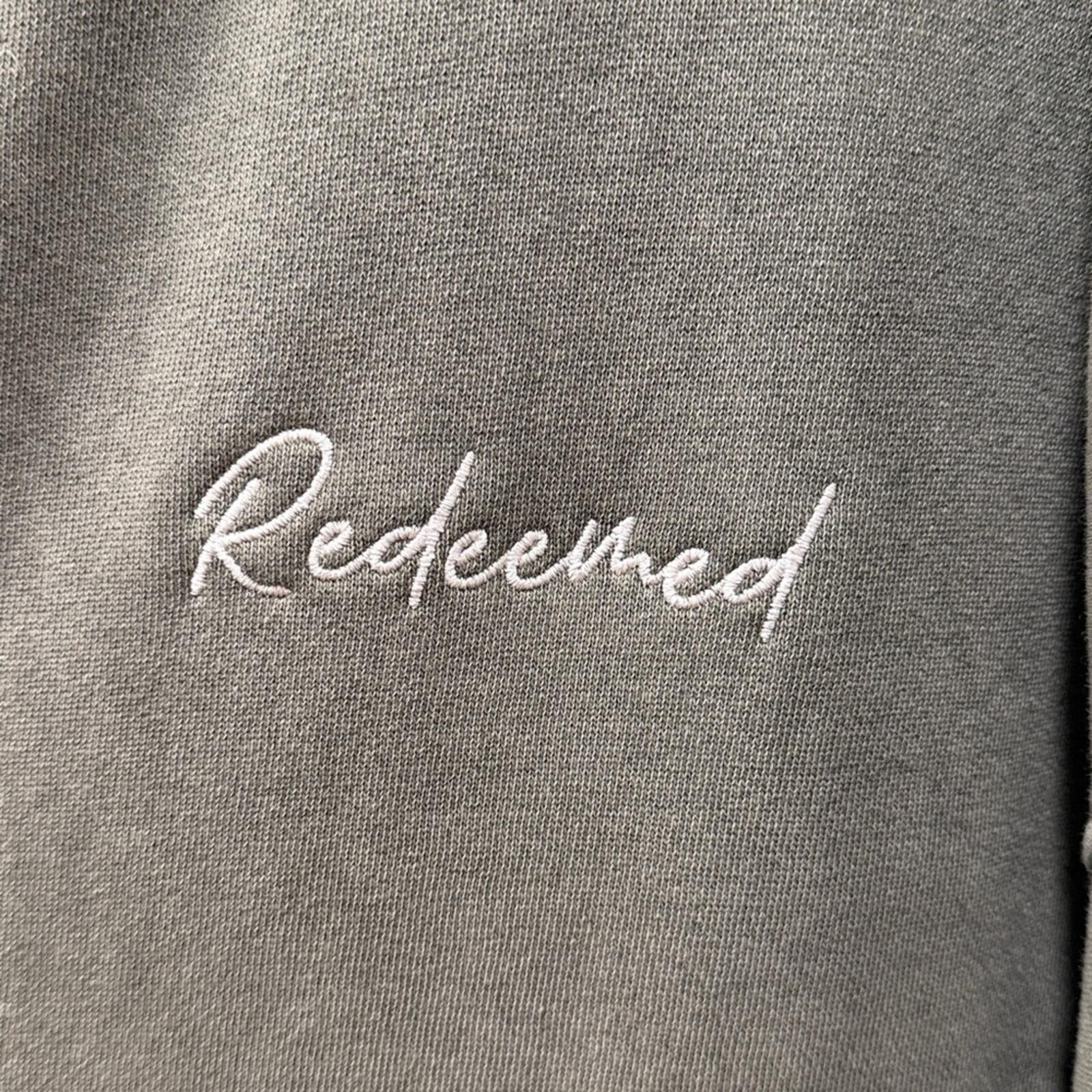 Aerie Oversized Green Sweater Redeemed Psalm 107:2 Christian Graphic Womens M