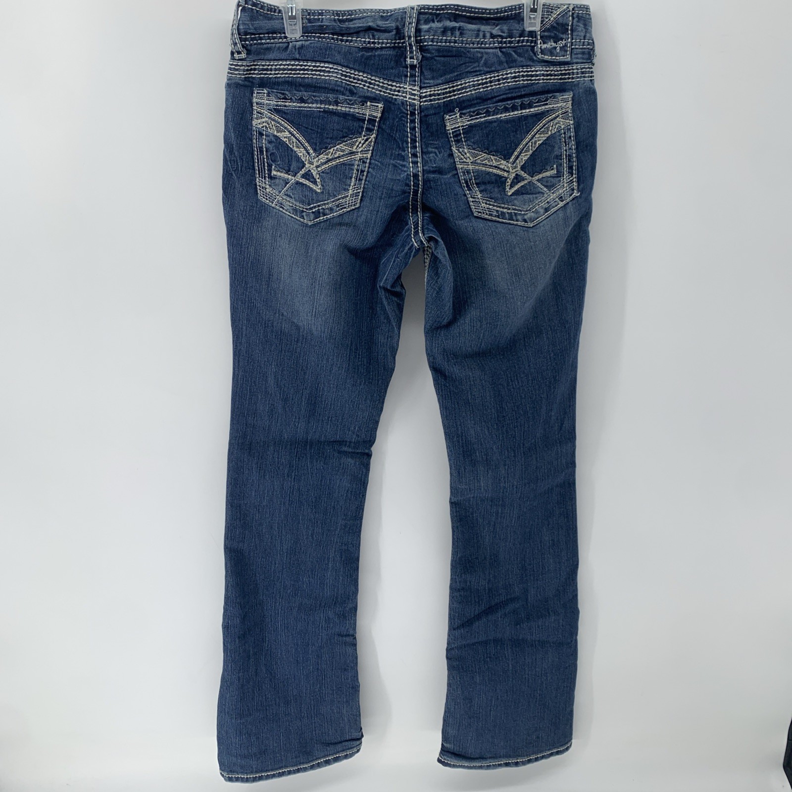 Amethyst Y2K Low Rise Bootcut Jeans Flare Blue Denim Western Size 7 PocketAccent
