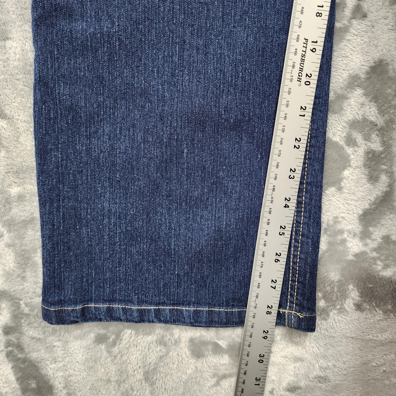 White Stag Jeans Womens XL Blue Dark Wash High Rise Pull On Straight Stretch Leg