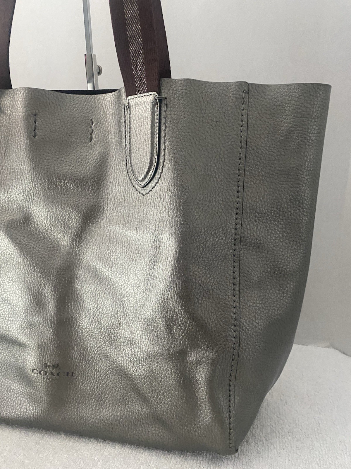 Coach Leather Derby Tote Shoulder Bag Large F59388 Metallic