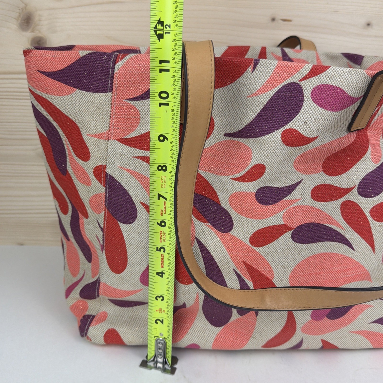 Vera Bradley Canvas Glitter Tote Bag – Tear Drop Pattern – Pink/Beige/Purple/Red