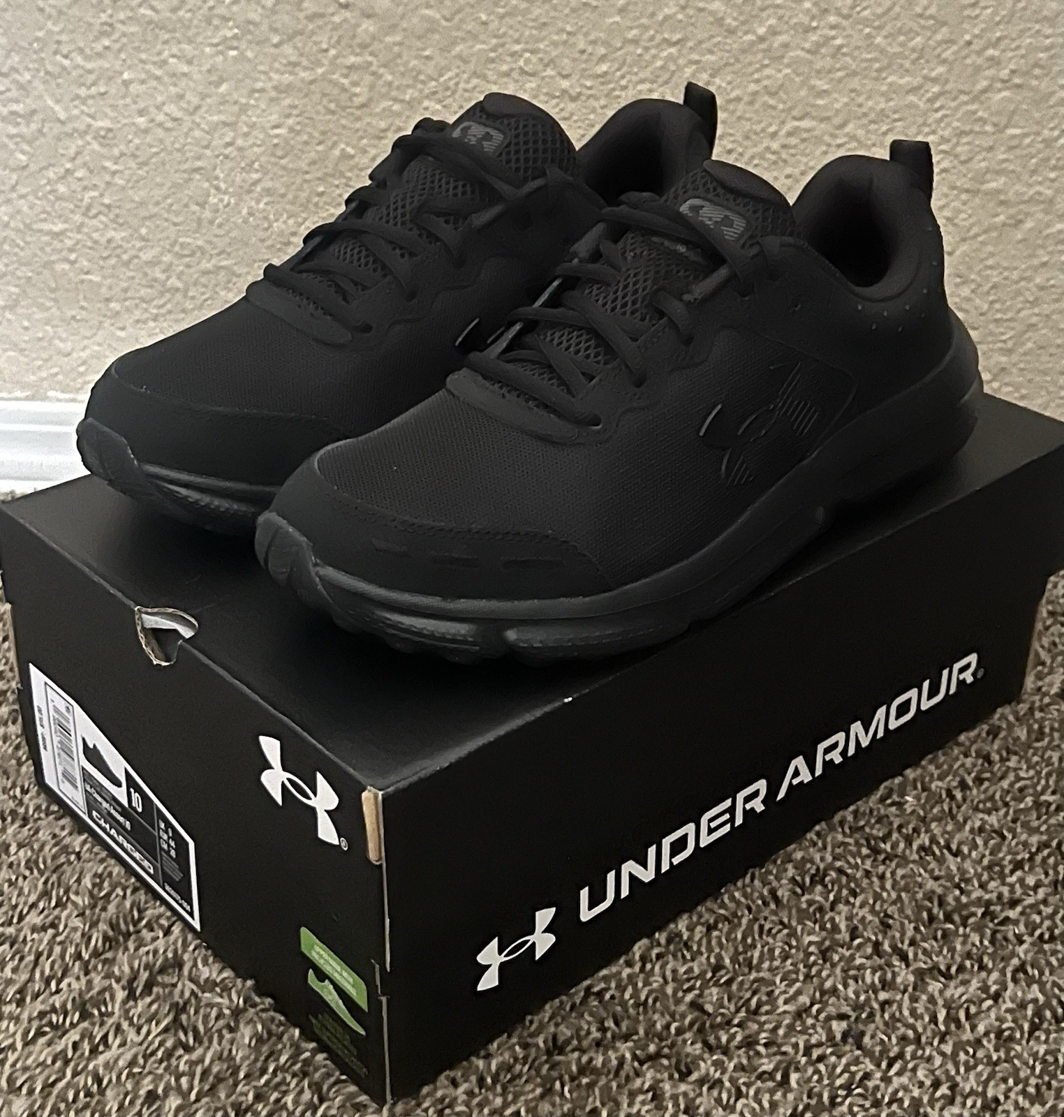 Under Armour Men’s Charged Assert 10 Shoes Black Color Size-10