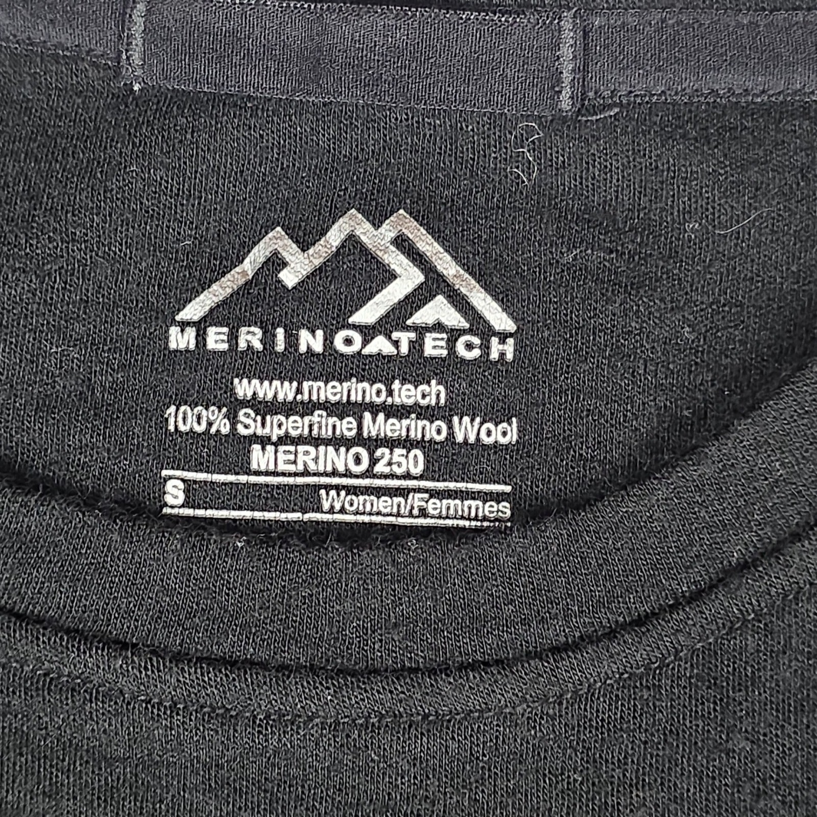 Merino.tech Merino 250 Base Layer Top Women Small Black 100% Merino Wool