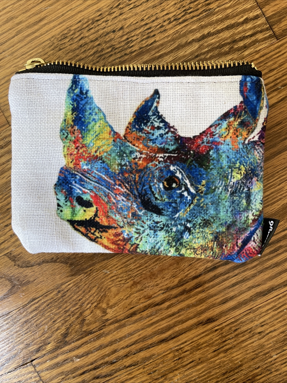 Society6 Zipper Change Purse Rhino Rhinoceros Tie Dye 6.5 X 5 Inches.