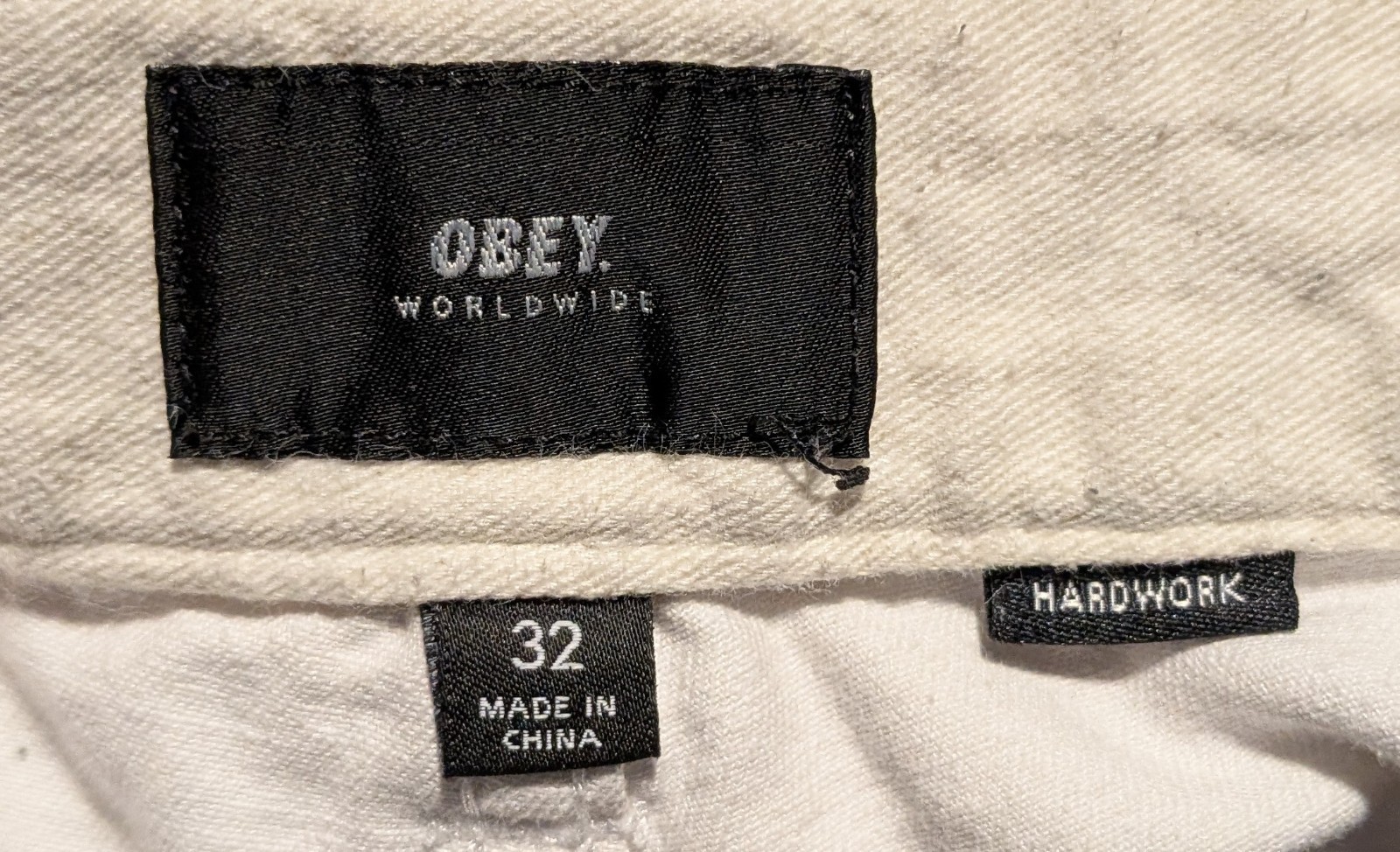 Obey Mens Hardwork Carpenter Bull Denim Pants w/ Graphic Print Size 32(17″)x27.5