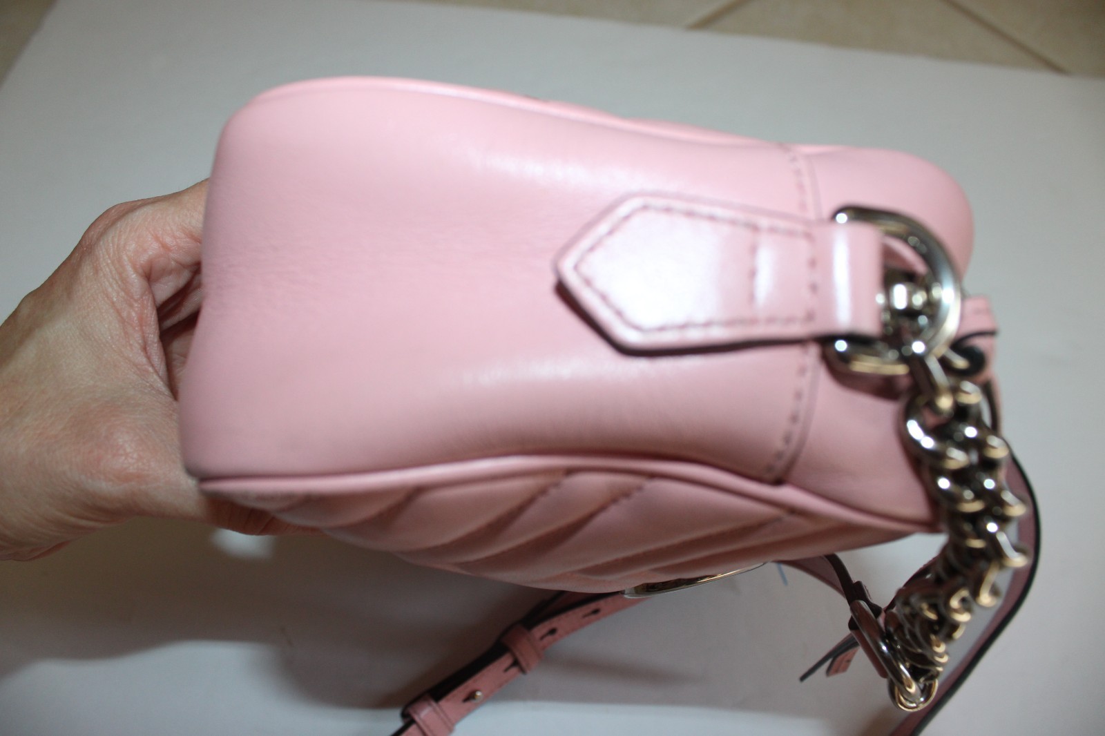 Gucci GG Marmont Shoulder Bag Matelasse Pink Leather Small Handbag