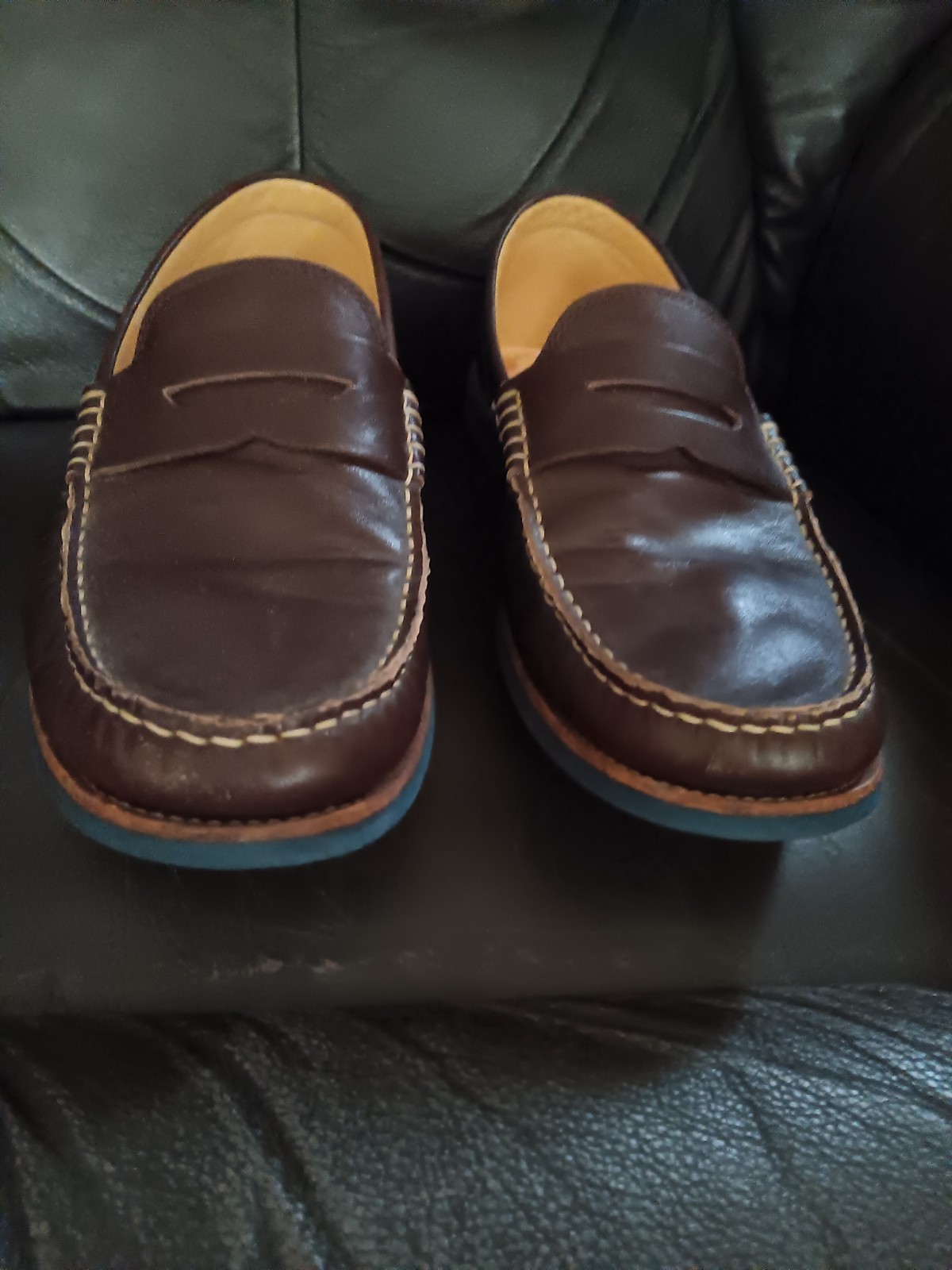 Featherweight Brown Leather Lined Penny Loafers Made In Portugal Size 9