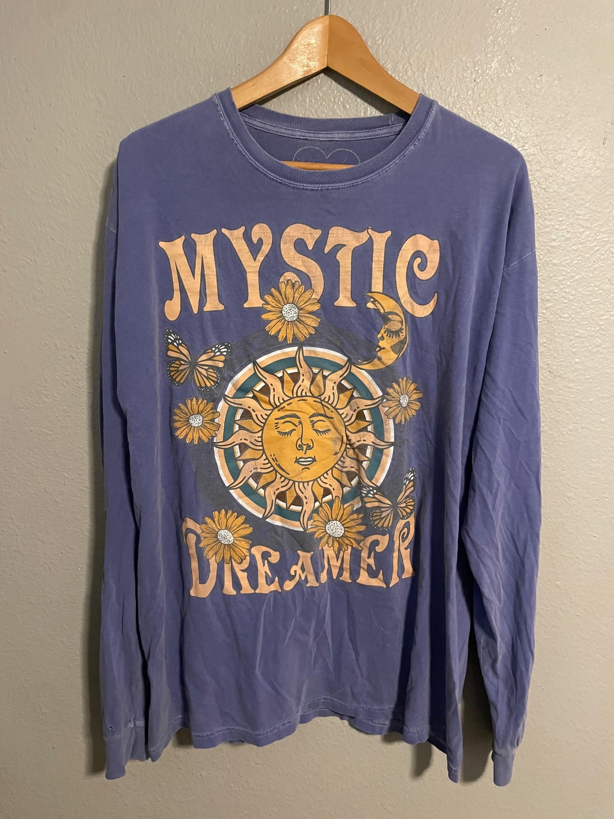 Obsessive Love Top Womens Small Mystic Dreamer Graphic Sun Moon Celestial FLAW