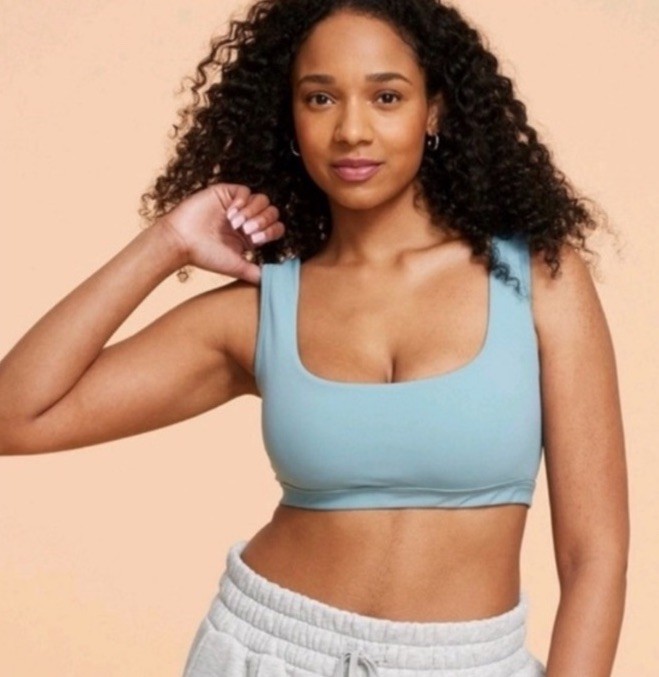 Blogilates Large Crisscross Bra Cameo Blue NWT Sports Bra Low Square Neck