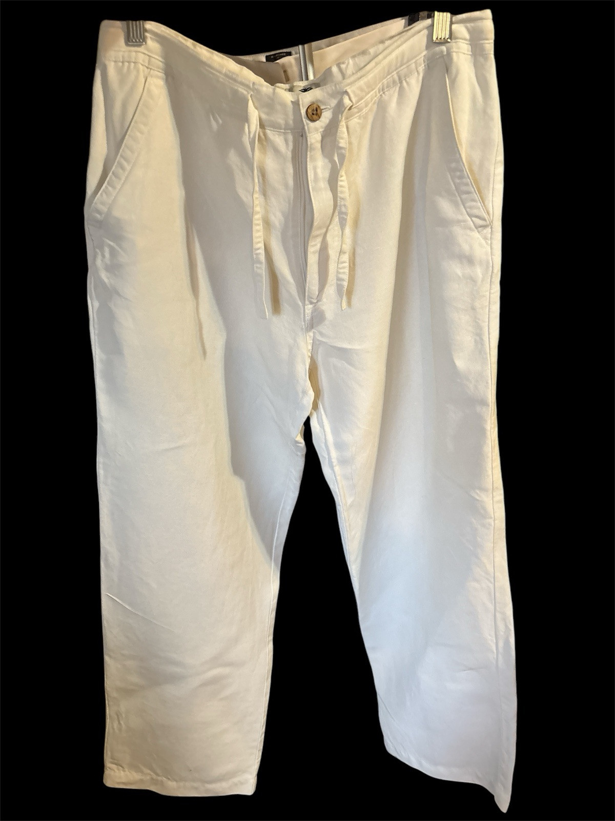 Havana Shirt Co.Pants Mens Medium (32-34) Linen Blend White Waist Tie Coastal