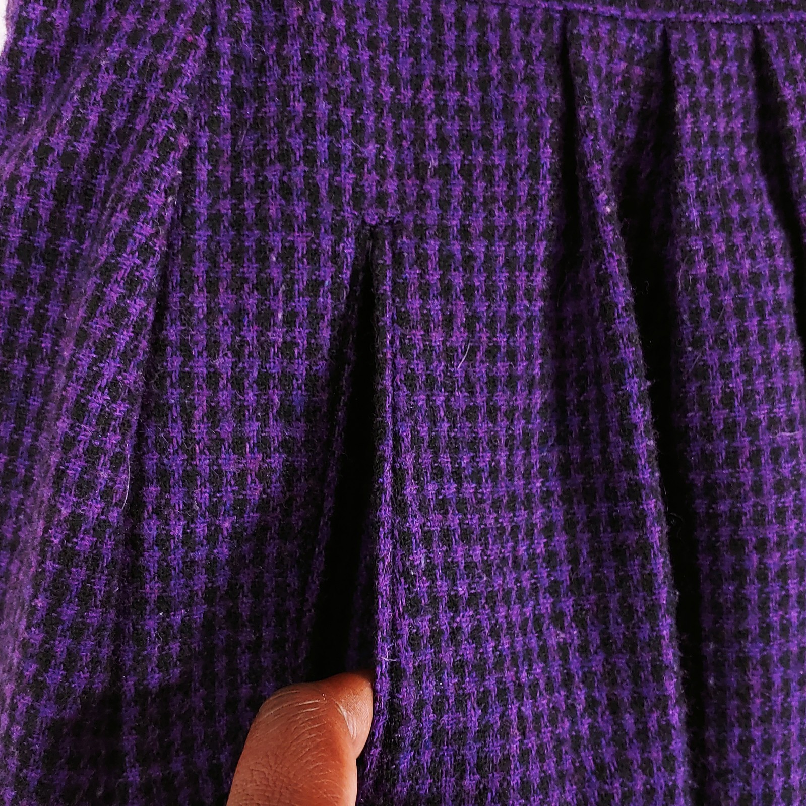 Norton Mcnaughton Tweed Skirt Womens S 10UK Plaid Purple Wool Poly Pleated Lined