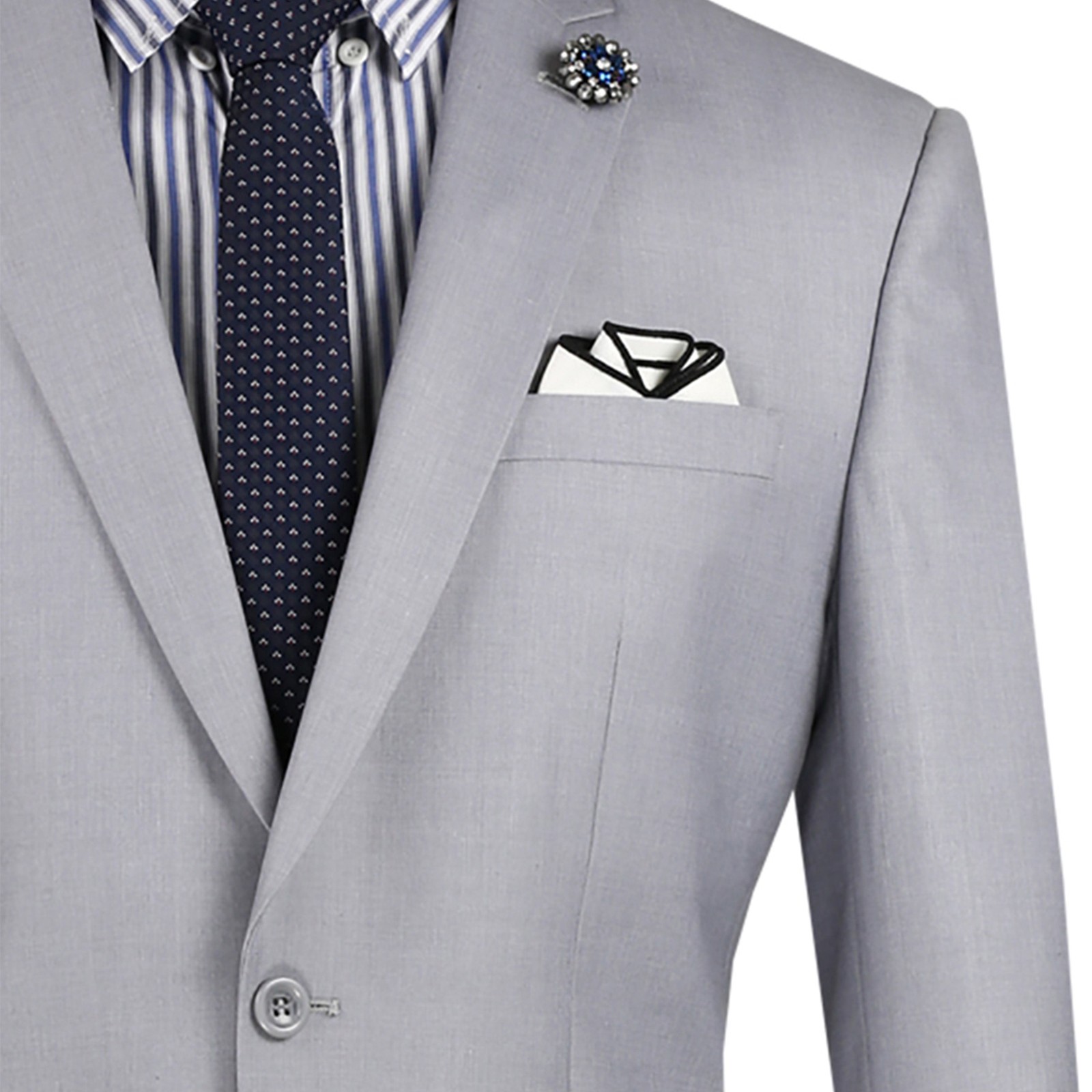 VINCI Men’s Light Gray 2-Button Slim Fit Suit – NEW