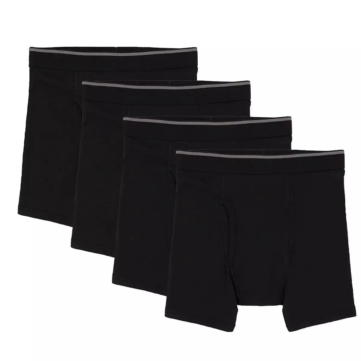 Boxer Briefs 4 Pk 96% Supima Cotton Comfort Waistband Black Kirkland Signature