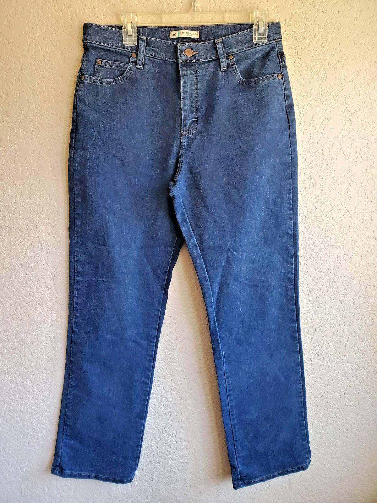 Lee Womens Relaxed at Waist High Rise Medium Wash Classic Straight Leg Jean 10 M