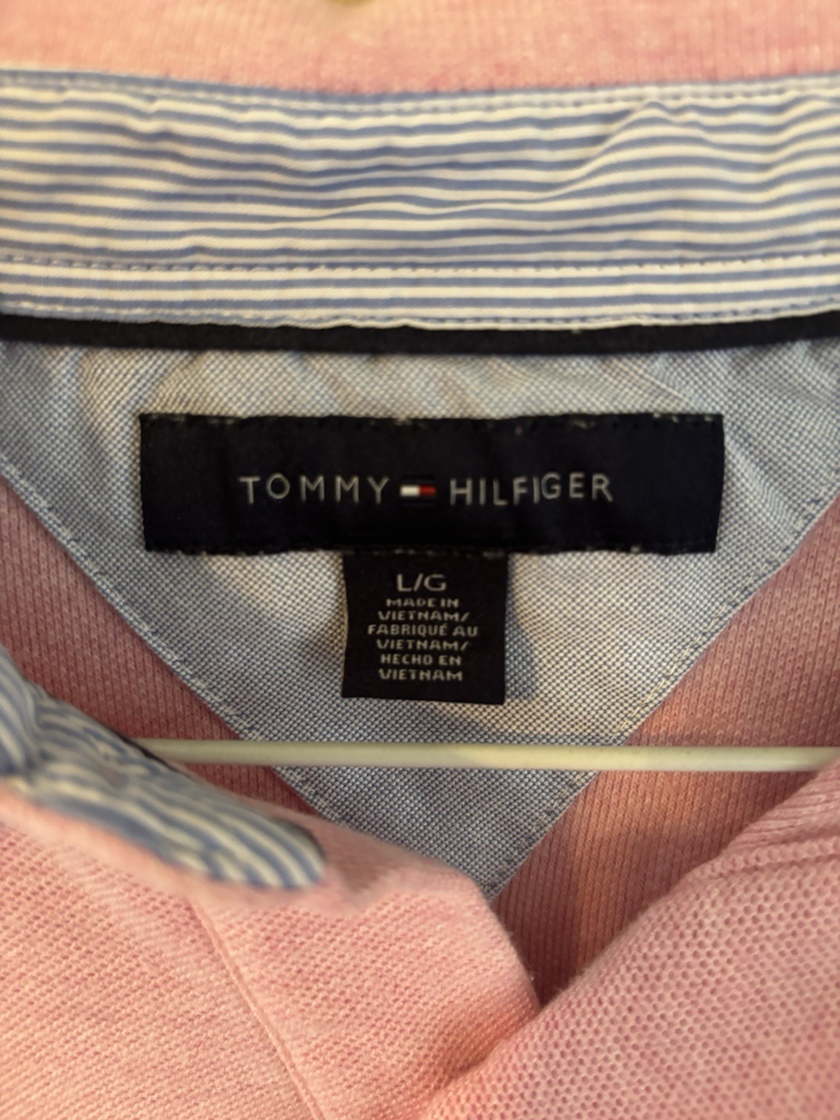 Light pink Mens Tommy Hilfiger Polo Sz L Short Sleeve